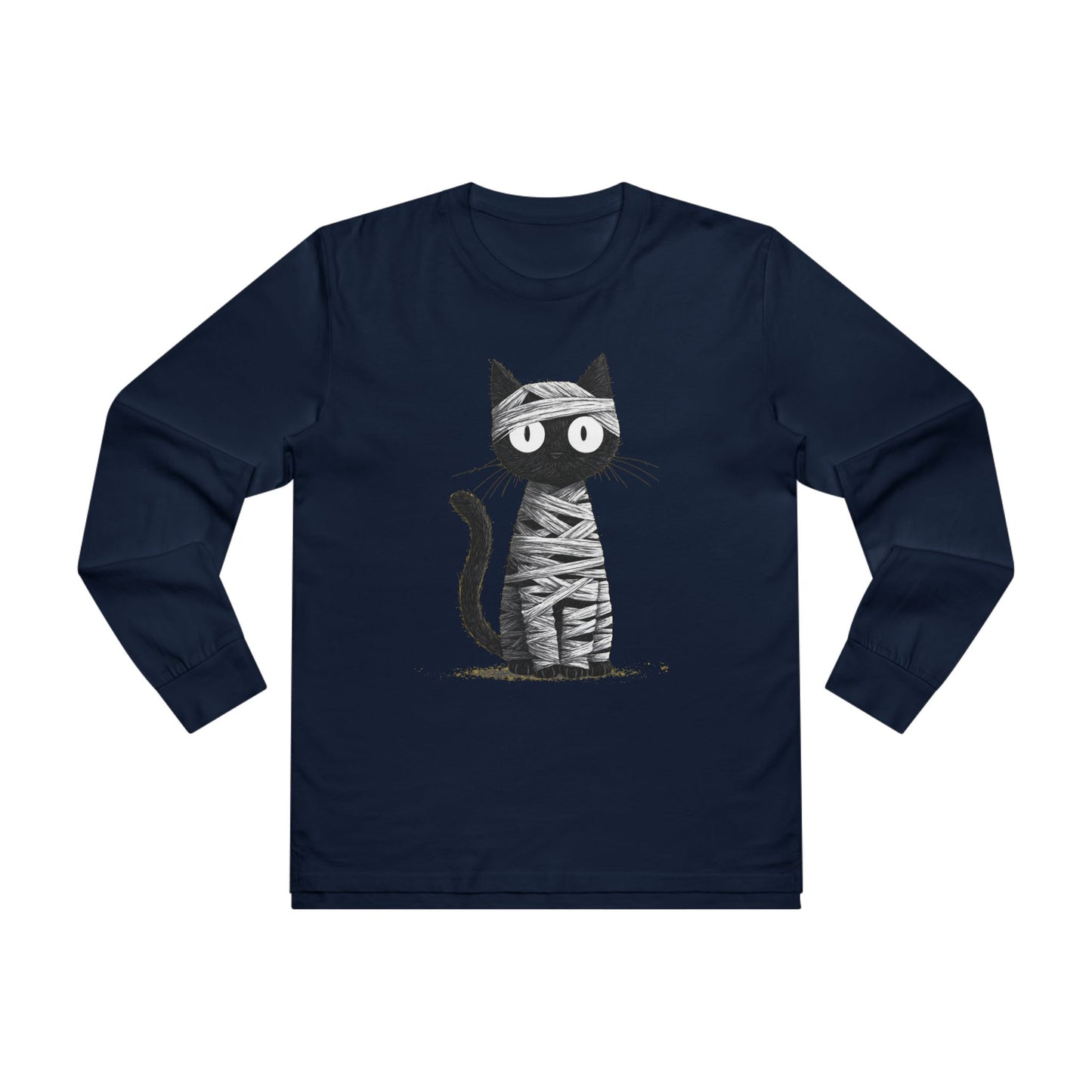 Men’s Cat Mummy Longsleeve Tee, Fun Halloween Shirt, Cat Lover Gift, Cozy Fall Fashion, Unique Graphic Tee