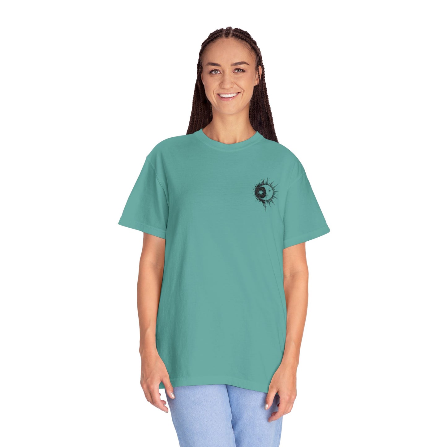 Comfort Colors Embroidered Hand-Illustrated Astrology Ying Yang Unisex T-Shirt, Cool Graphic Tee