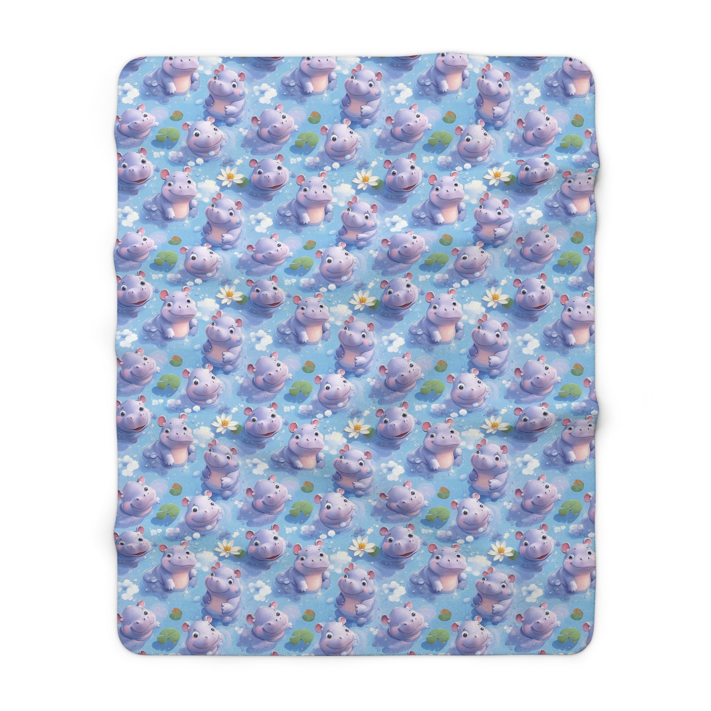 Cozy Hippo Sherpa Fleece Blanket, Soft Throw for Kids, Perfect Gift for Baby Showers
