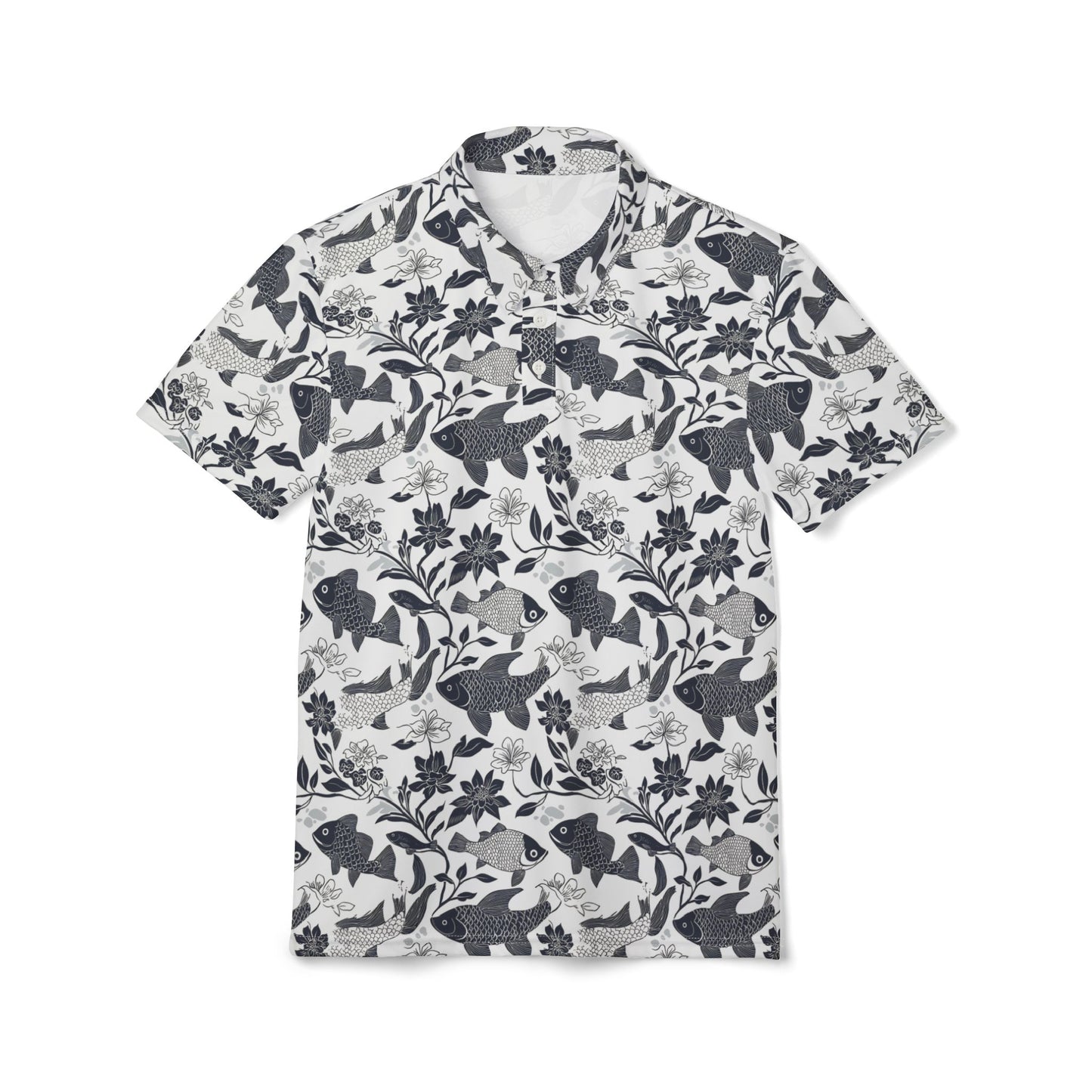 Stylish Fishes Floral Unisex Polo Shirt | Perfect for Summer, Casual Outings, Gift Ideas, Beach Wear