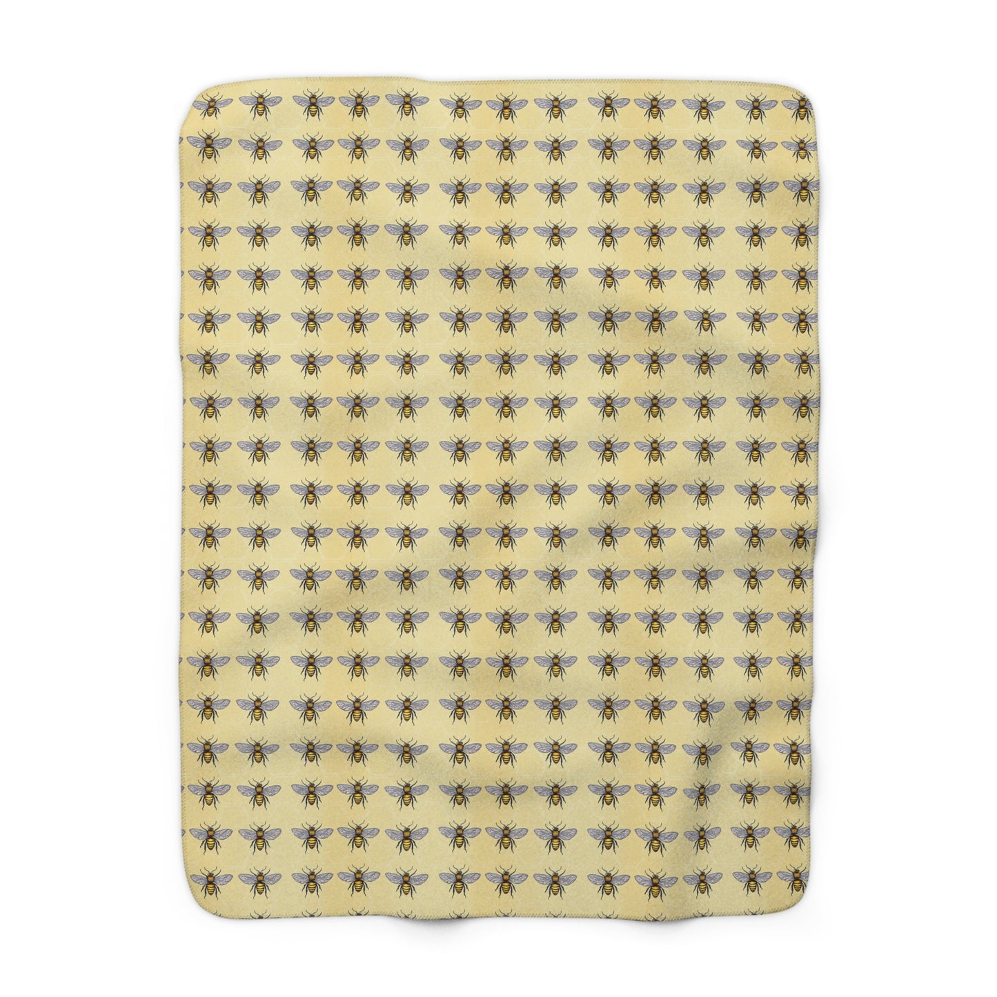 Cozy Bee Pattern Sherpa Fleece Blanket, Soft Throw for Home Decor, Gift for Nature Lovers, Bee Lover Blanket, Warm Bedspread