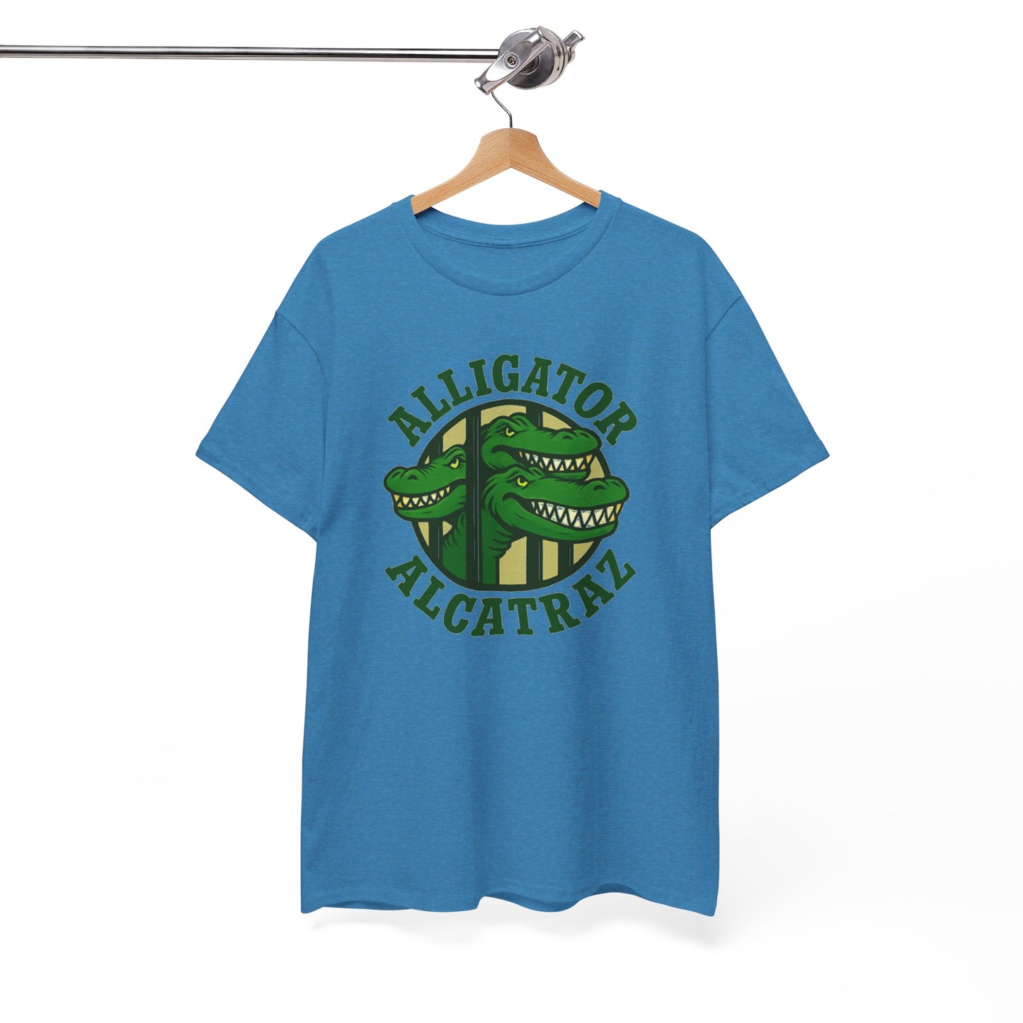 Alligator Alcatraz Unisex Heavy Cotton Tee, Fun Graphic Tee, Casual Wear, Gift for Animal Lovers, Summer Fashion, Unique T-Shirt