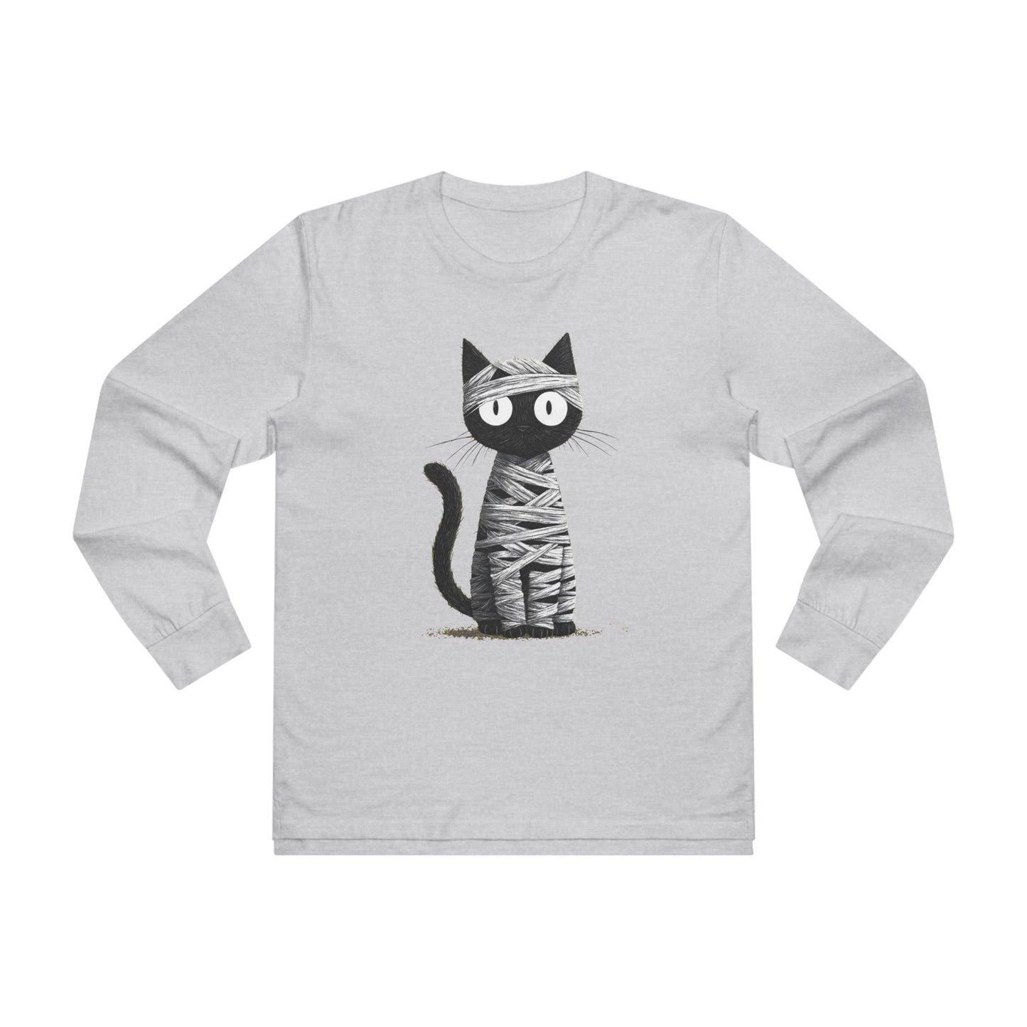 Men’s Cat Mummy Longsleeve Tee, Fun Halloween Shirt, Cat Lover Gift, Cozy Fall Fashion, Unique Graphic Tee
