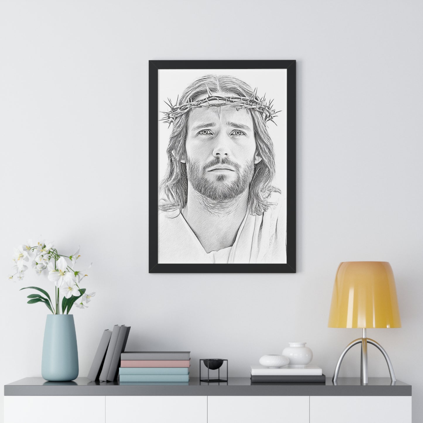 Framed Jesus Poster, Christian Art, Religious Decor, Inspirational Wall Art, Home Decoration, Gift for Faith