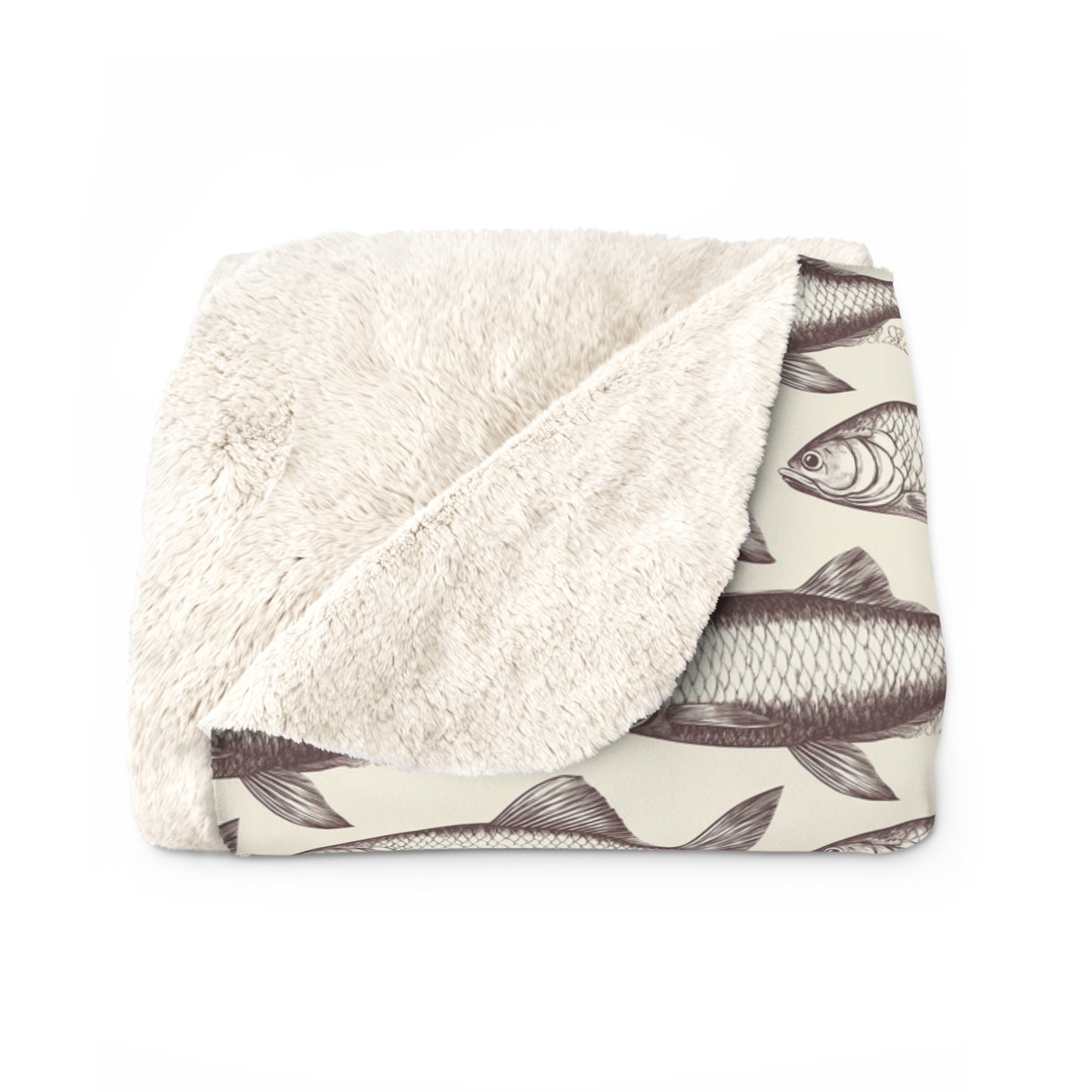 Cozy Fish Pattern Sherpa Fleece Blanket | Warm Throw, Perfect for Home Decor, Gifts, Camping, and Beach Days