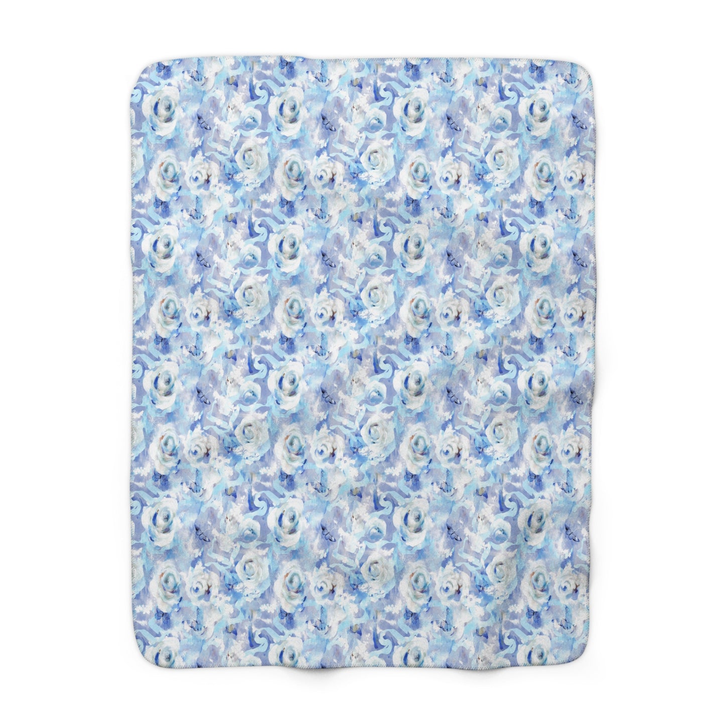 Cozy Blue Floral Sherpa Fleece Blanket, Ideal Gift for Weddings, Birthdays, Baby Shower
