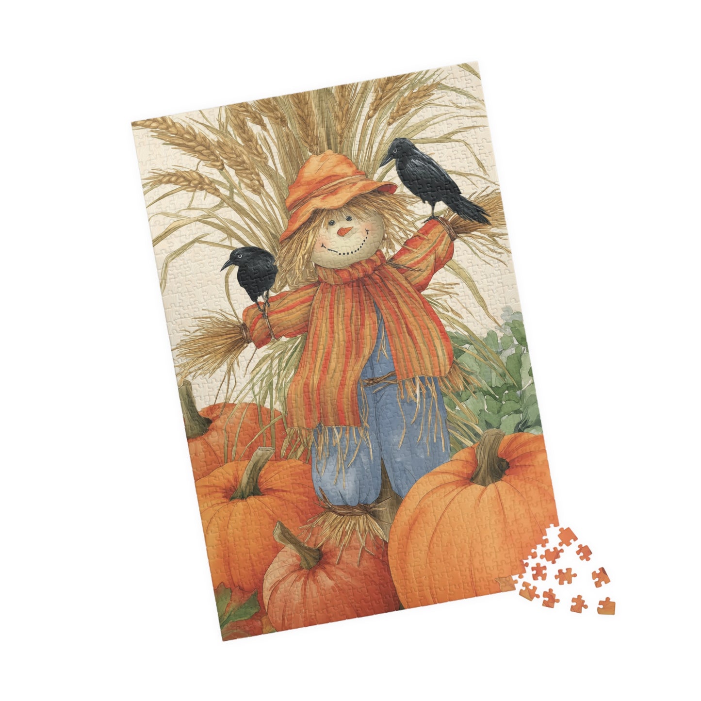 Friendly Fall Harvest Scarecrow Puzzle - 110 252 520 1014-piece Seasonal Jigsaw for Family Fun, Autumn Activity