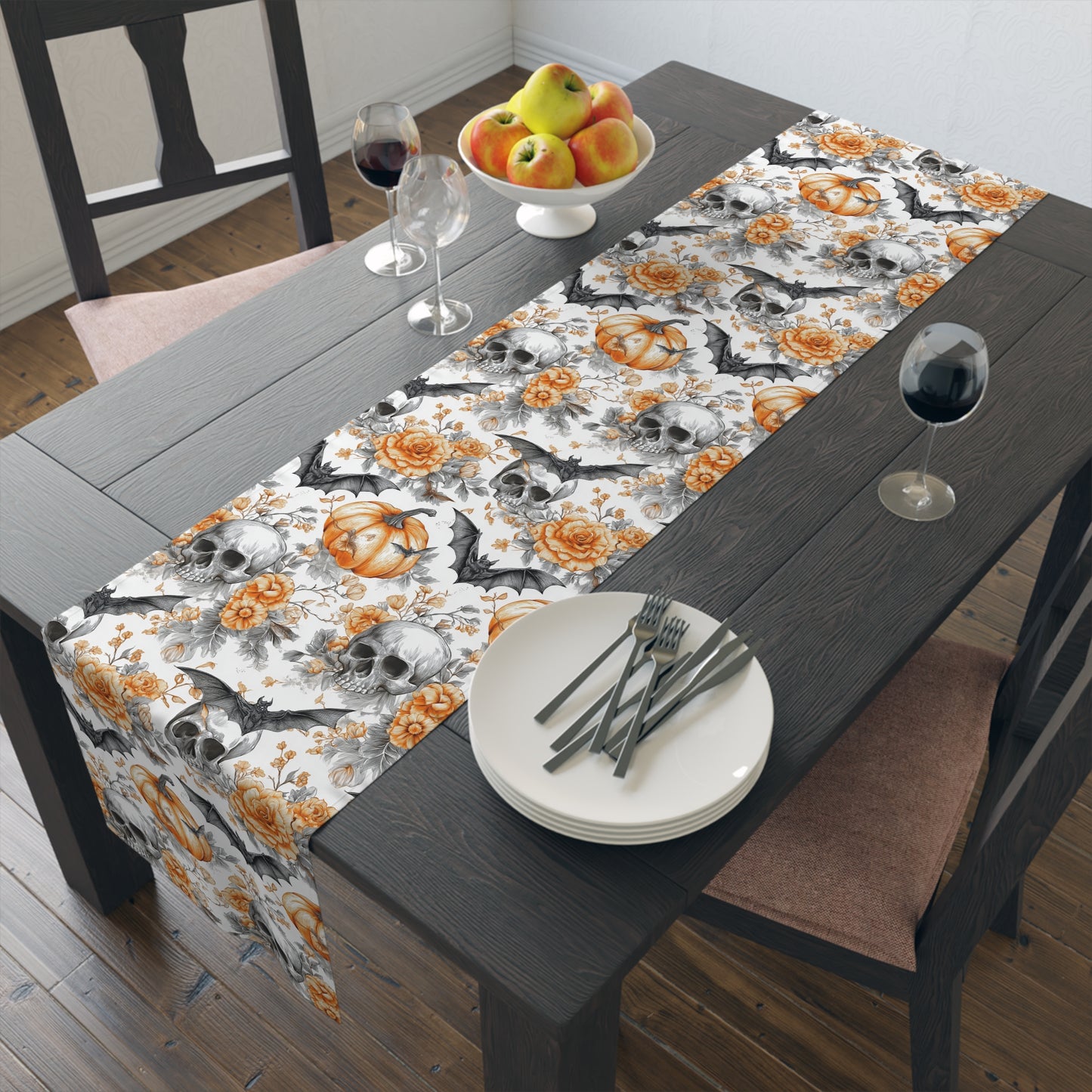 Spooky Elegance Table Runner - Halloween Decor, Fall Table Centerpiece, Cotton Tablecloth, Party Decoration, Autumn Theme