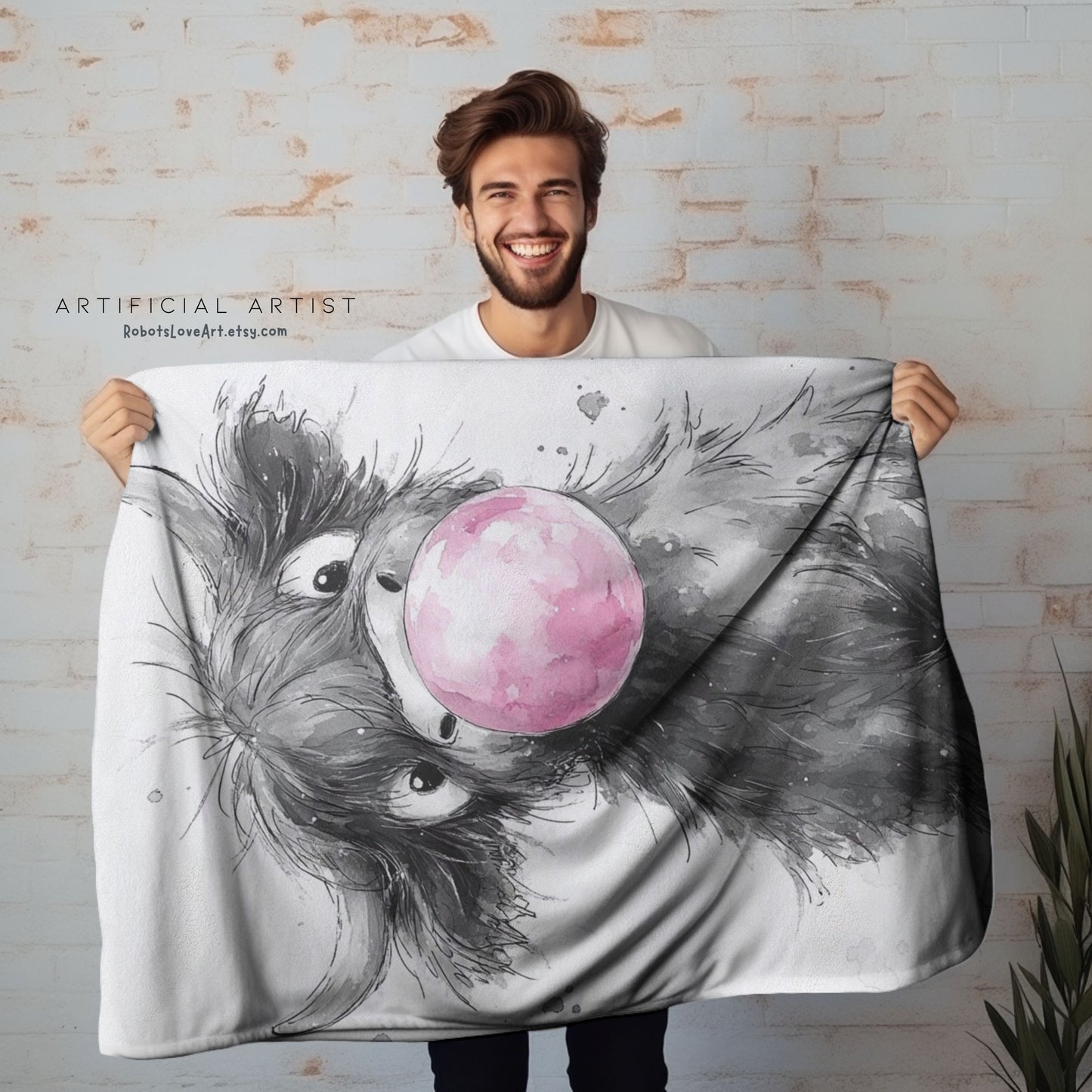 Adorable Baby Highland Cow Bubblegum Velveteen Throw Blanket