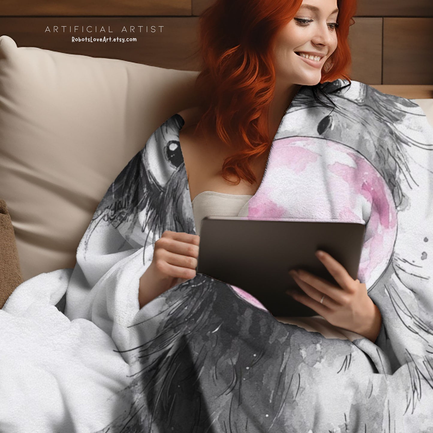 Adorable Baby Highland Cow Bubblegum Velveteen Throw Blanket