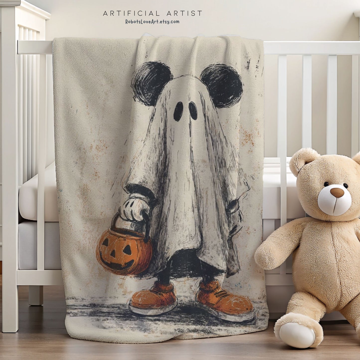 Cozy Halloween Velveteen Plush Blanket, Fall Decor, Trick-or-Treat Gift, Soft Throw for Kids & Adults, Spooky Home Accents