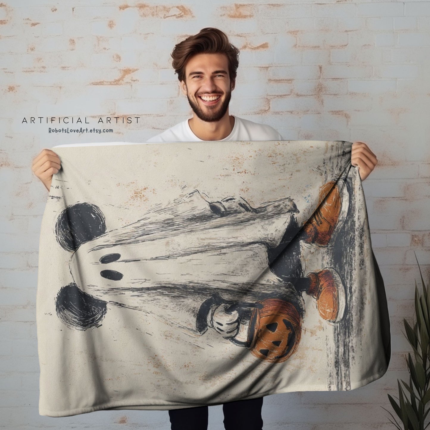 Cozy Halloween Velveteen Plush Blanket, Fall Decor, Trick-or-Treat Gift, Soft Throw for Kids & Adults, Spooky Home Accents