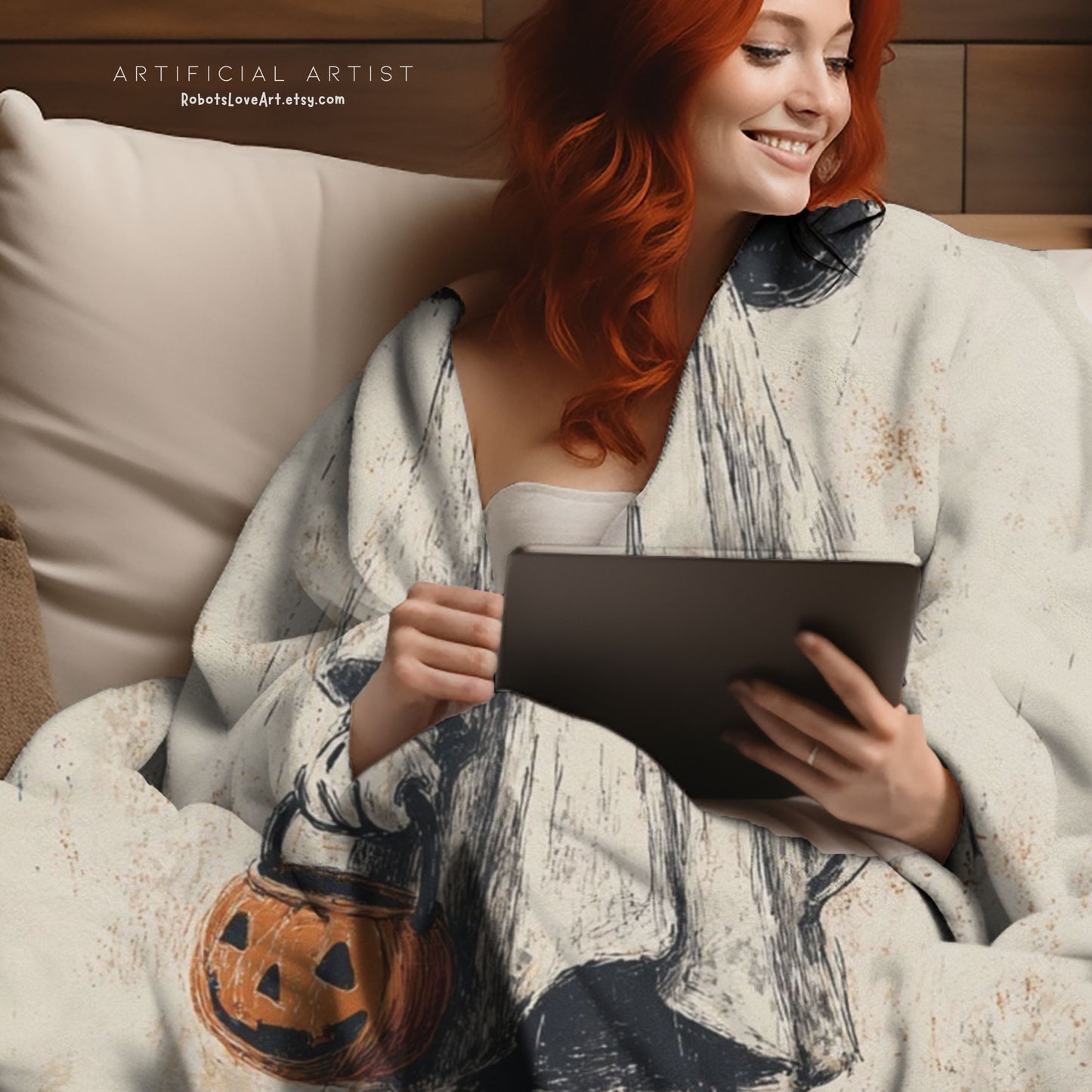 Cozy Halloween Velveteen Plush Blanket, Fall Decor, Trick-or-Treat Gift, Soft Throw for Kids & Adults, Spooky Home Accents