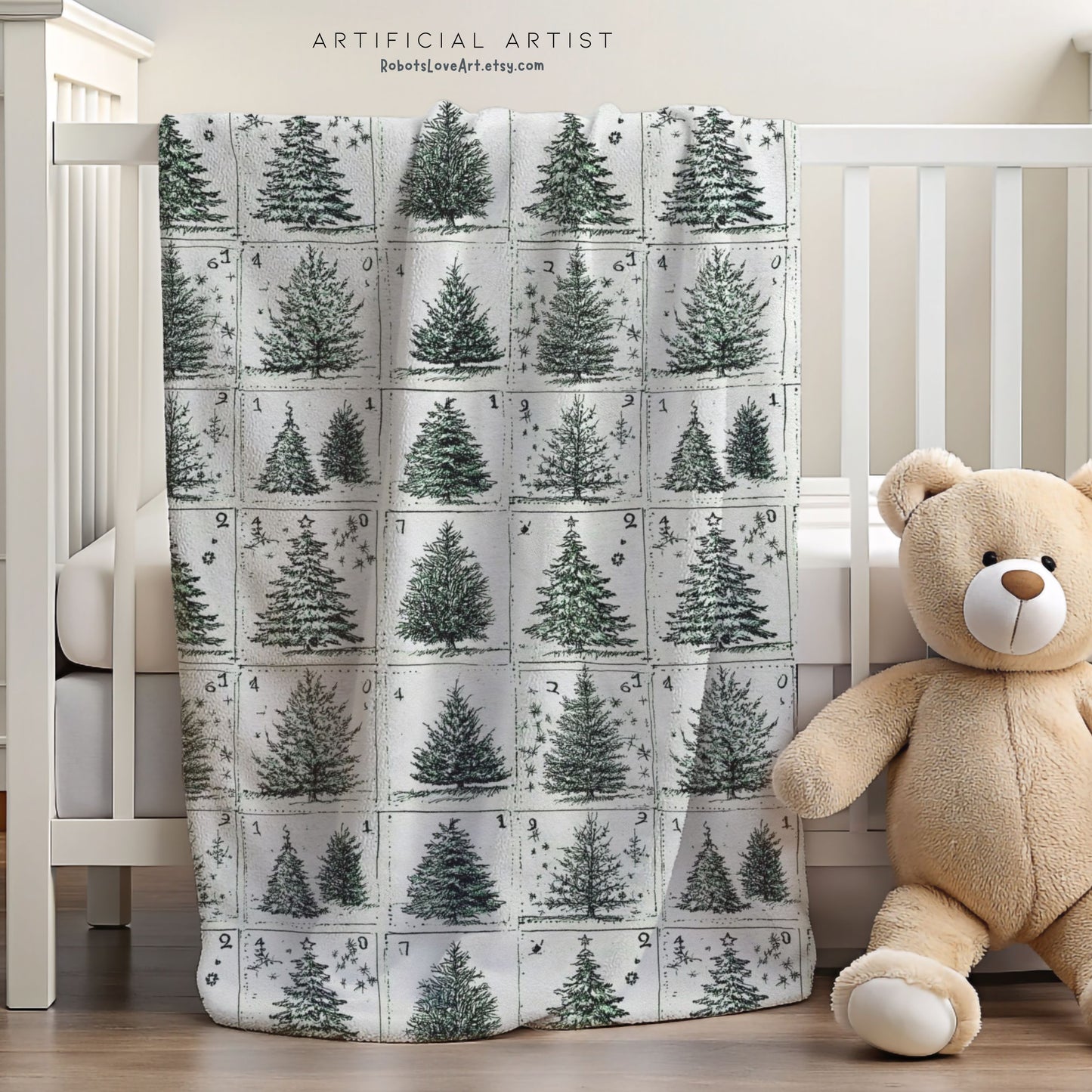 Cozy Christmas Tree Velveteen Plush Blanket | Soft Holiday Throw for Home Decor, Gift for Winter, Snuggle Up Blanket, Warm Blanket