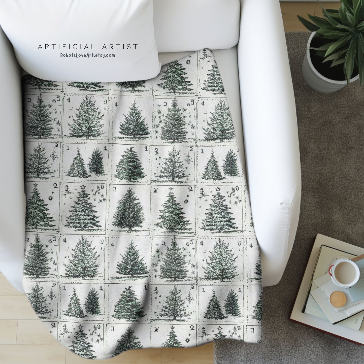 Cozy Christmas Tree Velveteen Plush Blanket | Soft Holiday Throw for Home Decor, Gift for Winter, Snuggle Up Blanket, Warm Blanket