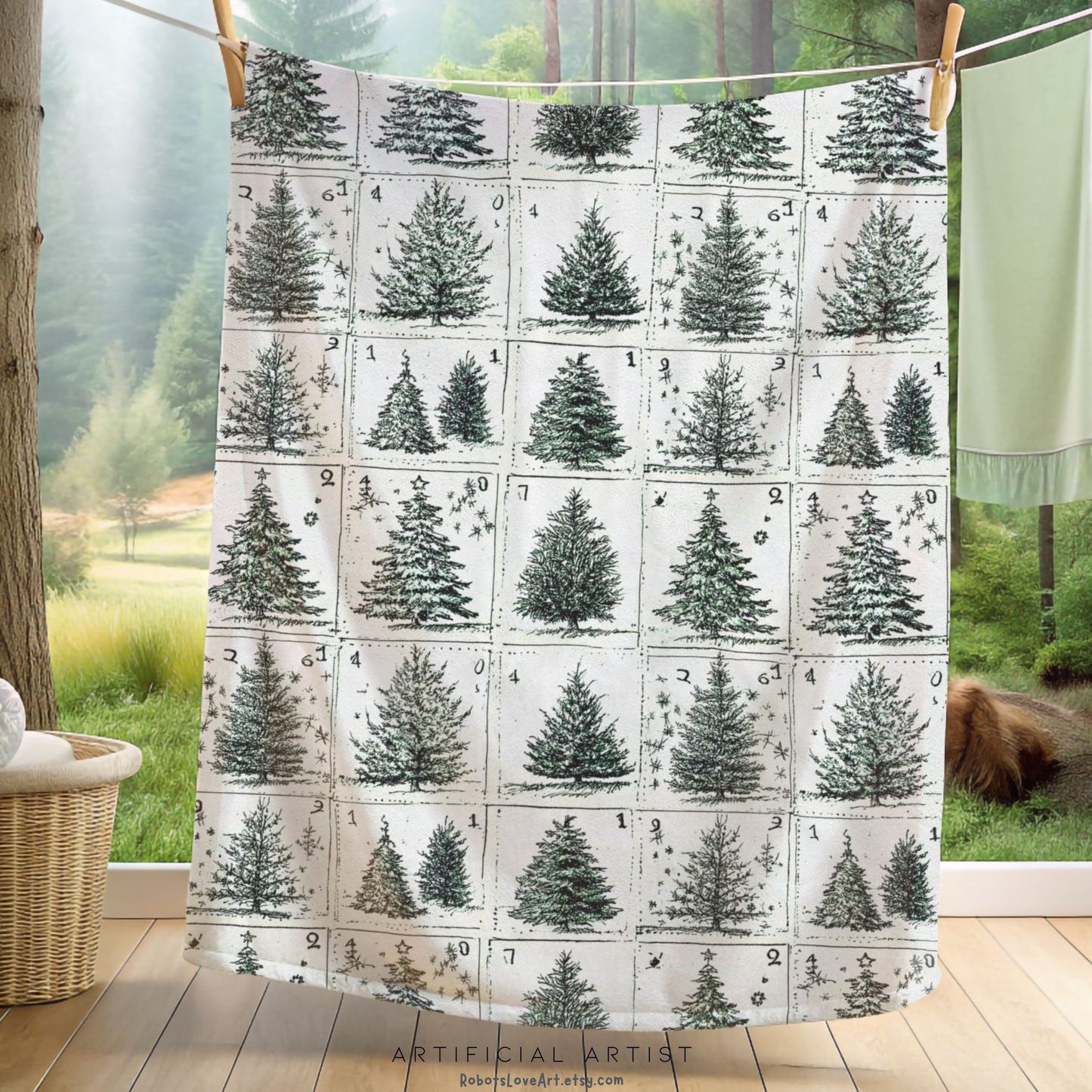Cozy Christmas Tree Velveteen Plush Blanket | Soft Holiday Throw for Home Decor, Gift for Winter, Snuggle Up Blanket, Warm Blanket