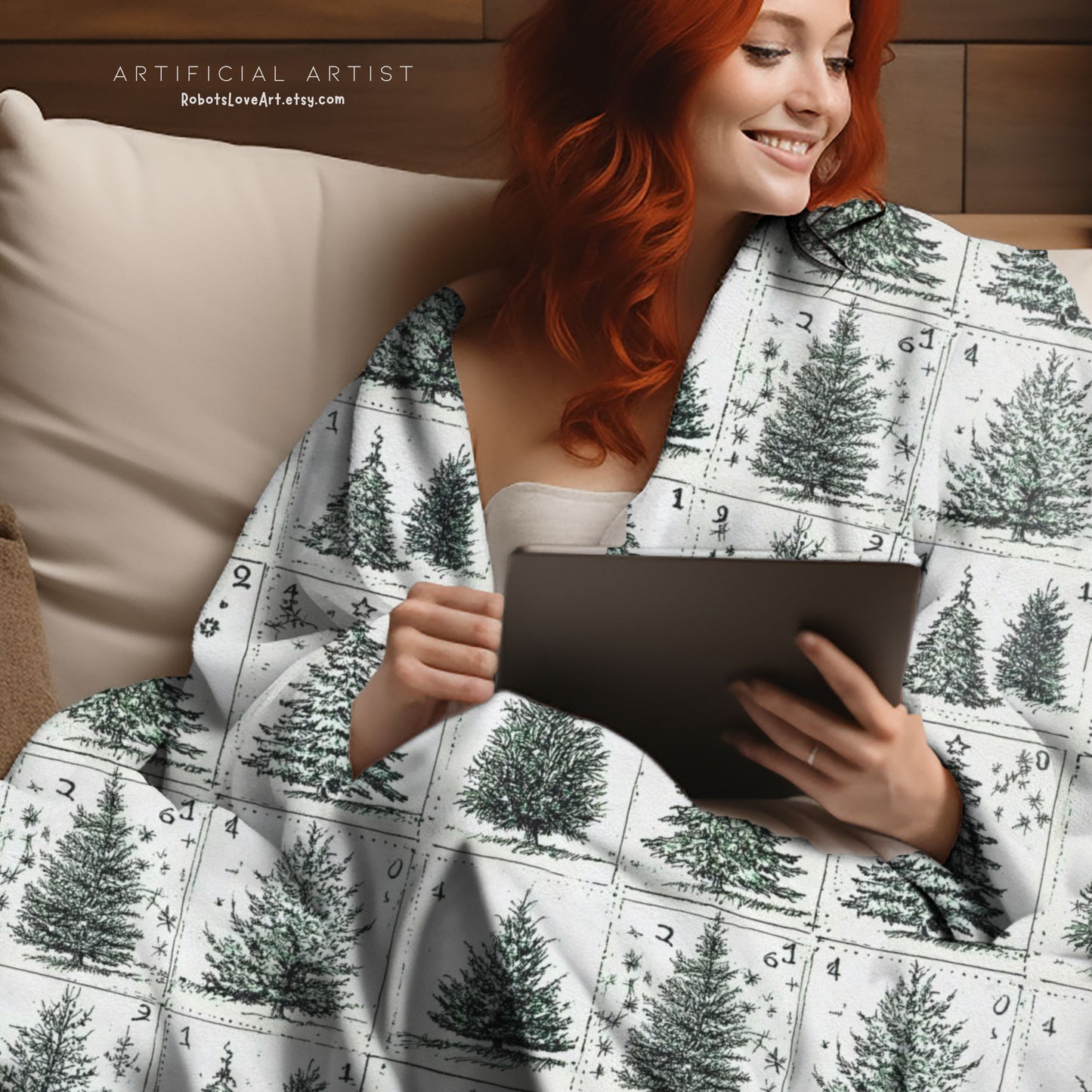 Cozy Christmas Tree Velveteen Plush Blanket | Soft Holiday Throw for Home Decor, Gift for Winter, Snuggle Up Blanket, Warm Blanket
