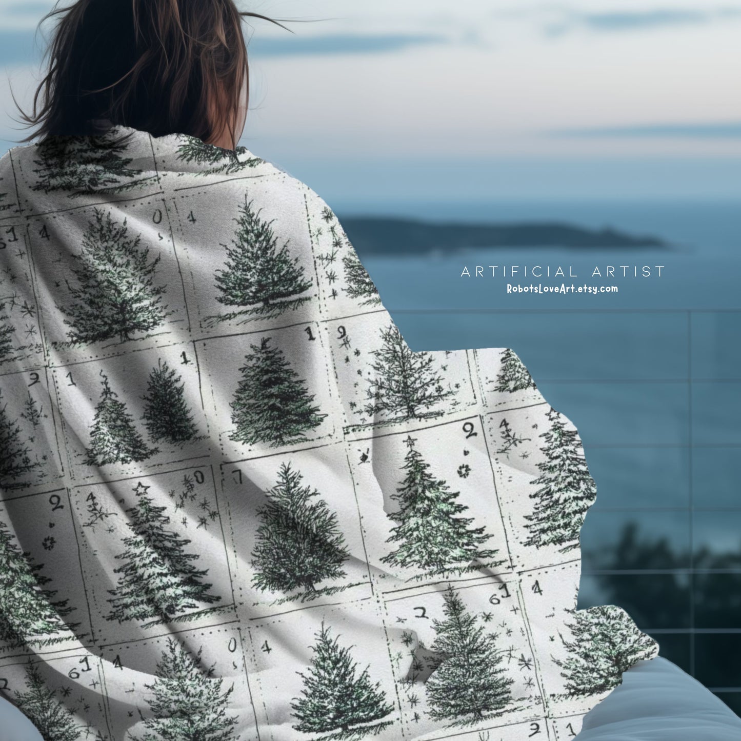 Cozy Christmas Tree Velveteen Plush Blanket | Soft Holiday Throw for Home Decor, Gift for Winter, Snuggle Up Blanket, Warm Blanket