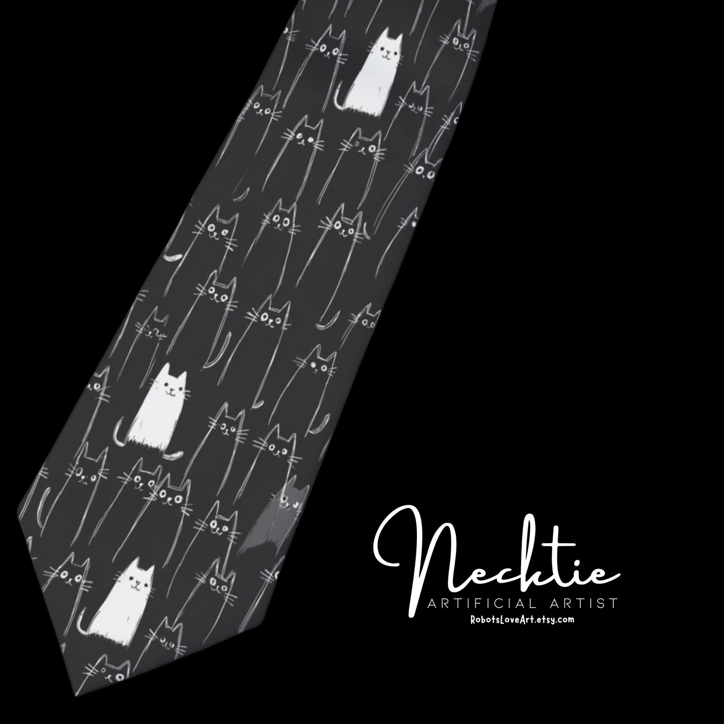 Cat Lover's Necktie, Funny Necktie for Cat Lovers, Gift for Halloween