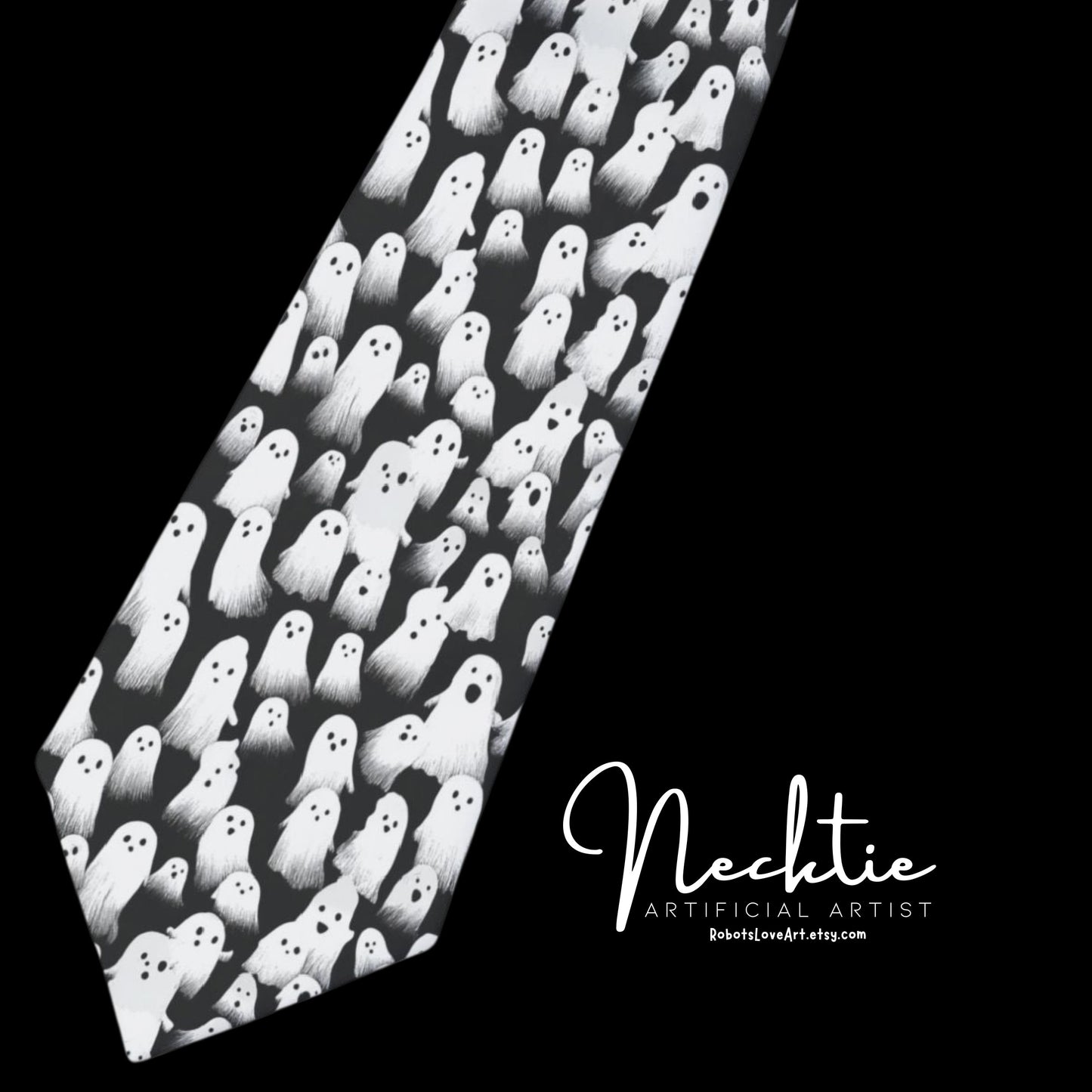Ghostly Necktie, Spooky Tie for Halloween, Unique Tie for Costume Parties