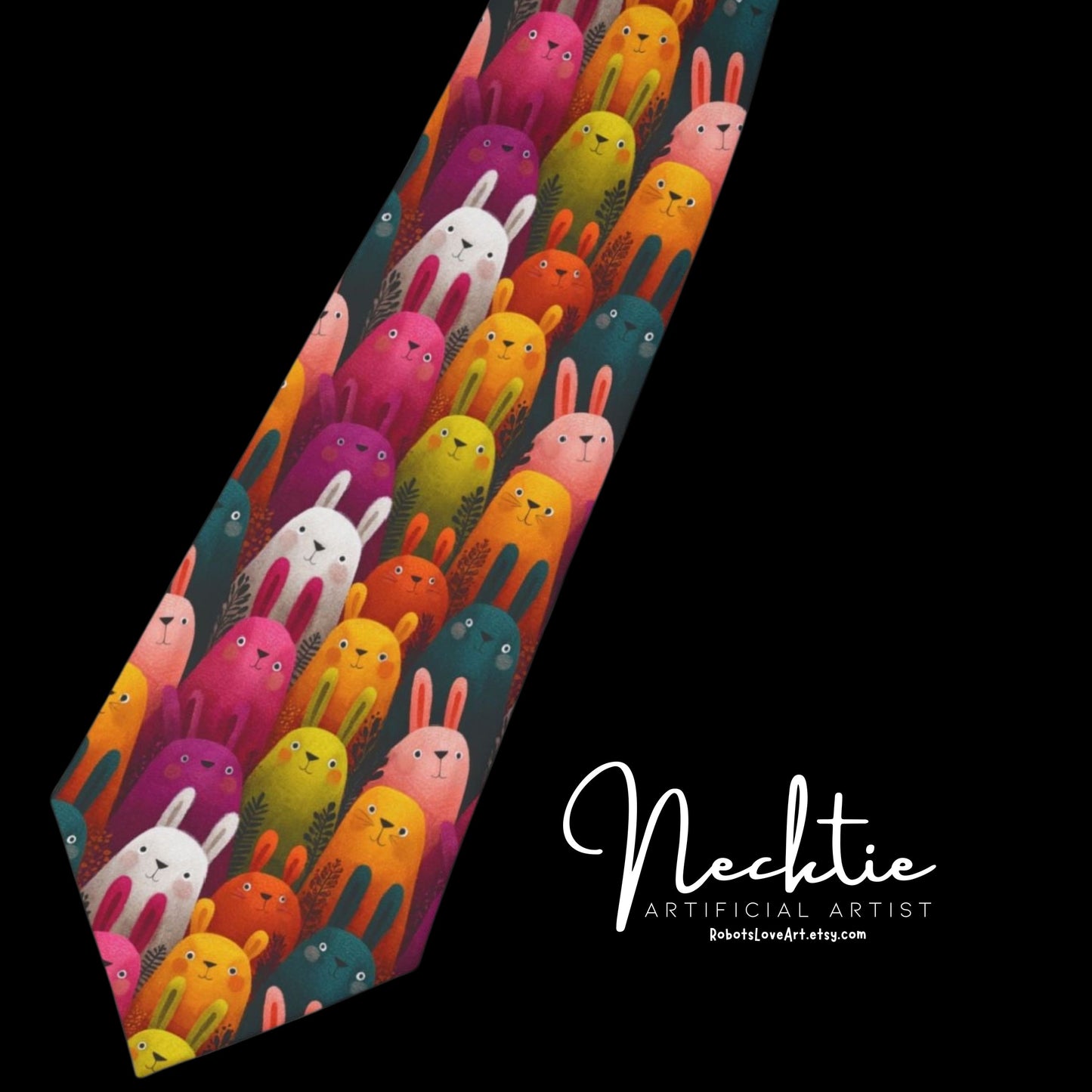 Colorful Bunny Necktie | Fun Accessory for Spring and Summer