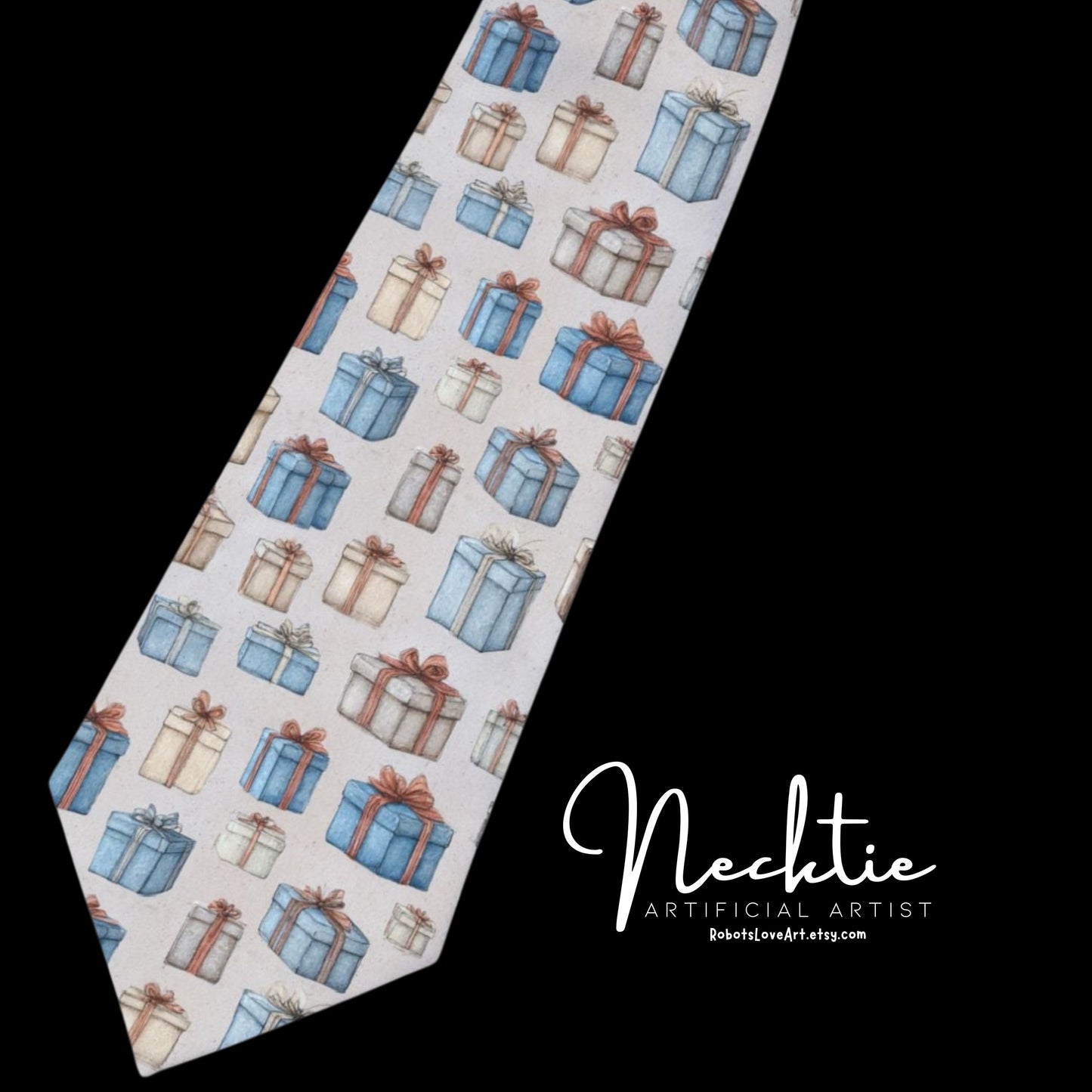 Gift-Themed Necktie for Special Occasions, Unique Accessory, Holiday Gift, Dapper Style, Formal Wear, Celebration Tie
