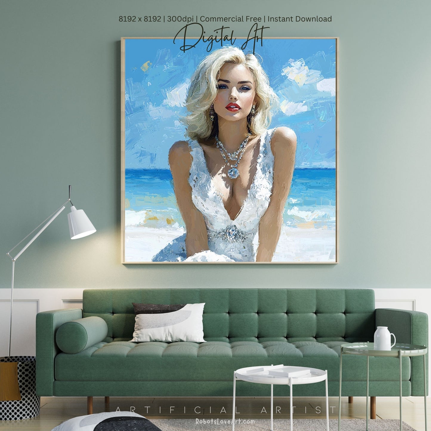 Sexy Blonde Beach Elegance| Instant Download | Fantasy Digital AI Art | Maralyn Monroe Inspired