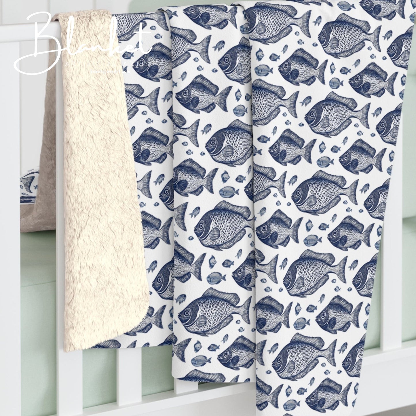 Cozy Fishes Themed Sherpa Fleece Blanket