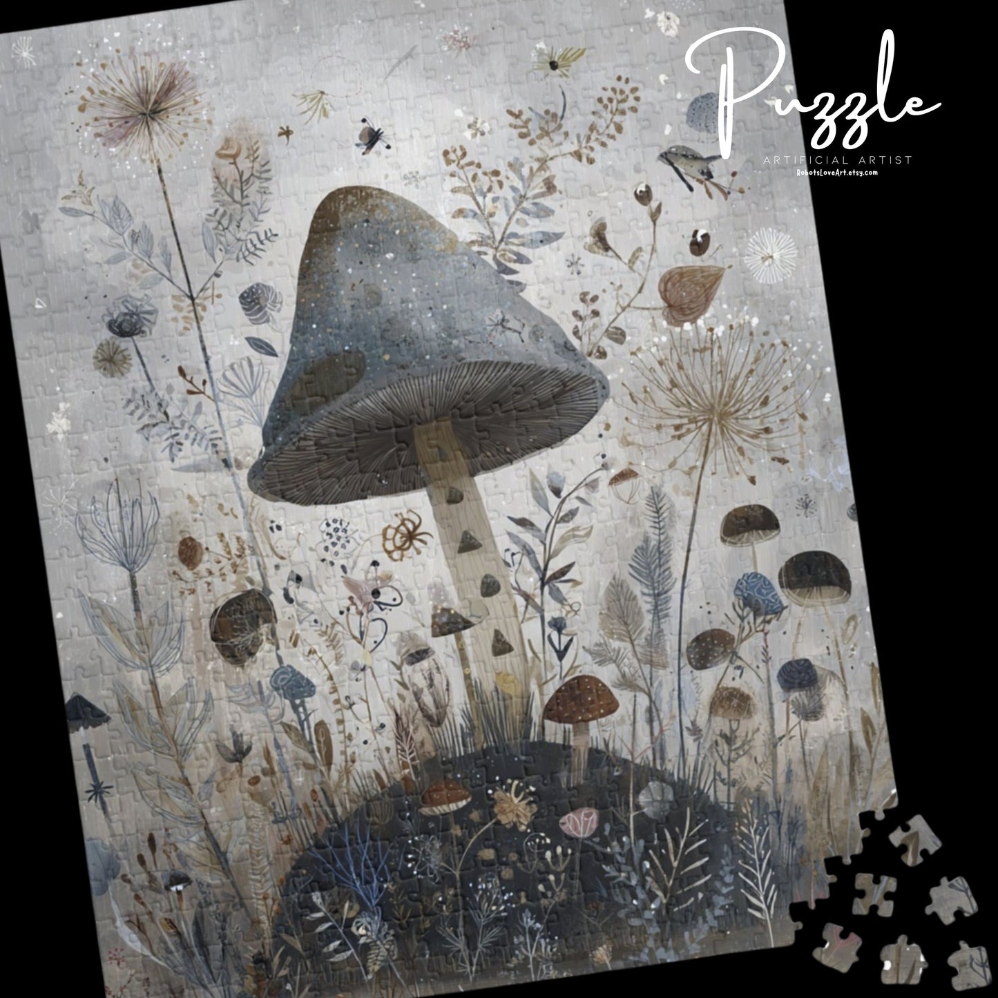 Whimsical Mushroom Puzzle | Nature-Inspired Jigsaw, 110-1014 Piece Set, Mindfulness Activity, Eco-Friendly Gift, Home Decor