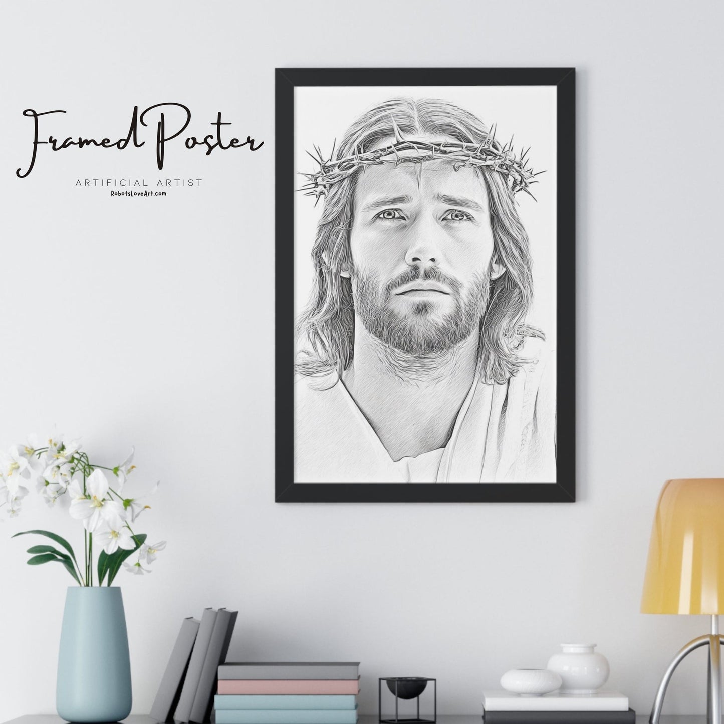 Framed Jesus Poster, Christian Art, Religious Decor, Inspirational Wall Art, Home Decoration, Gift for Faith