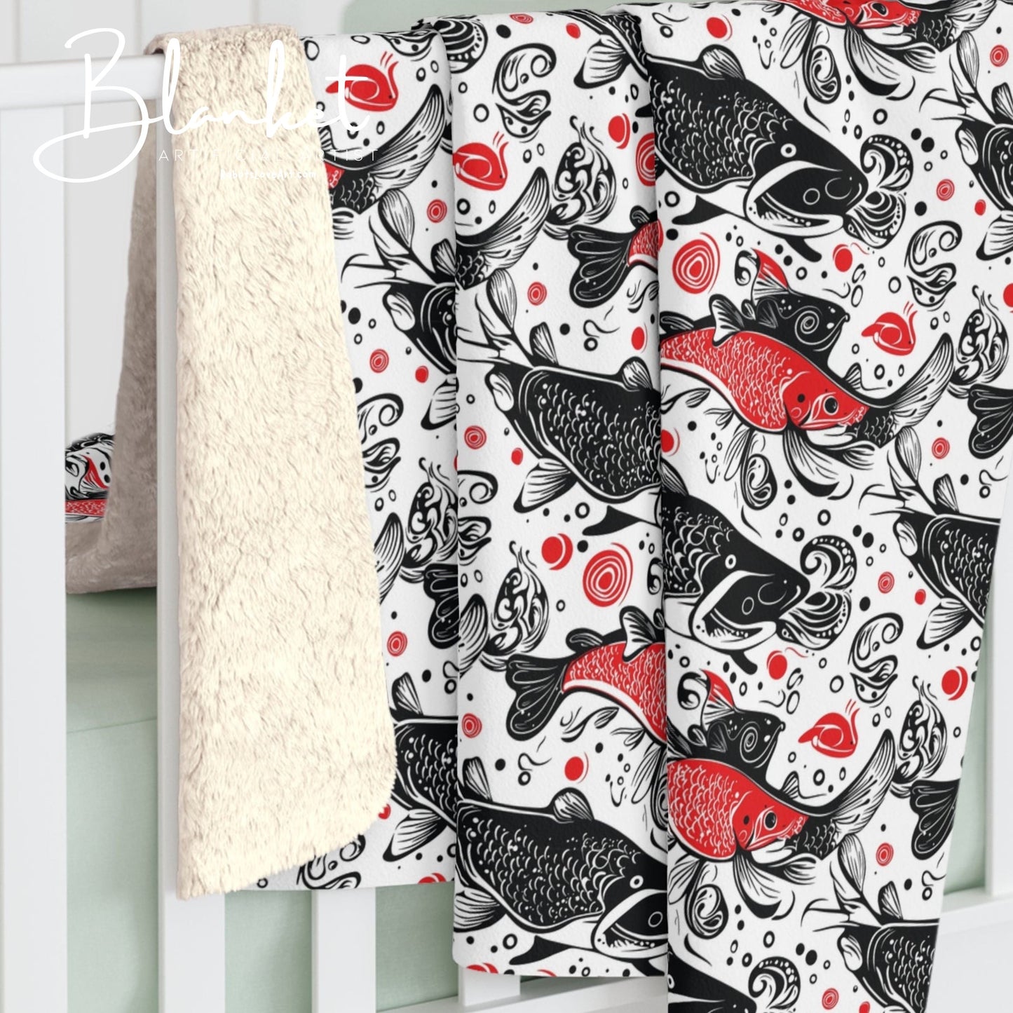 Cozy Sherpa Fleece Blanket with Whimsical Fish Design, Perfect Gift for Home Decor, Holidays, or Picnics, Soft Plush Throw