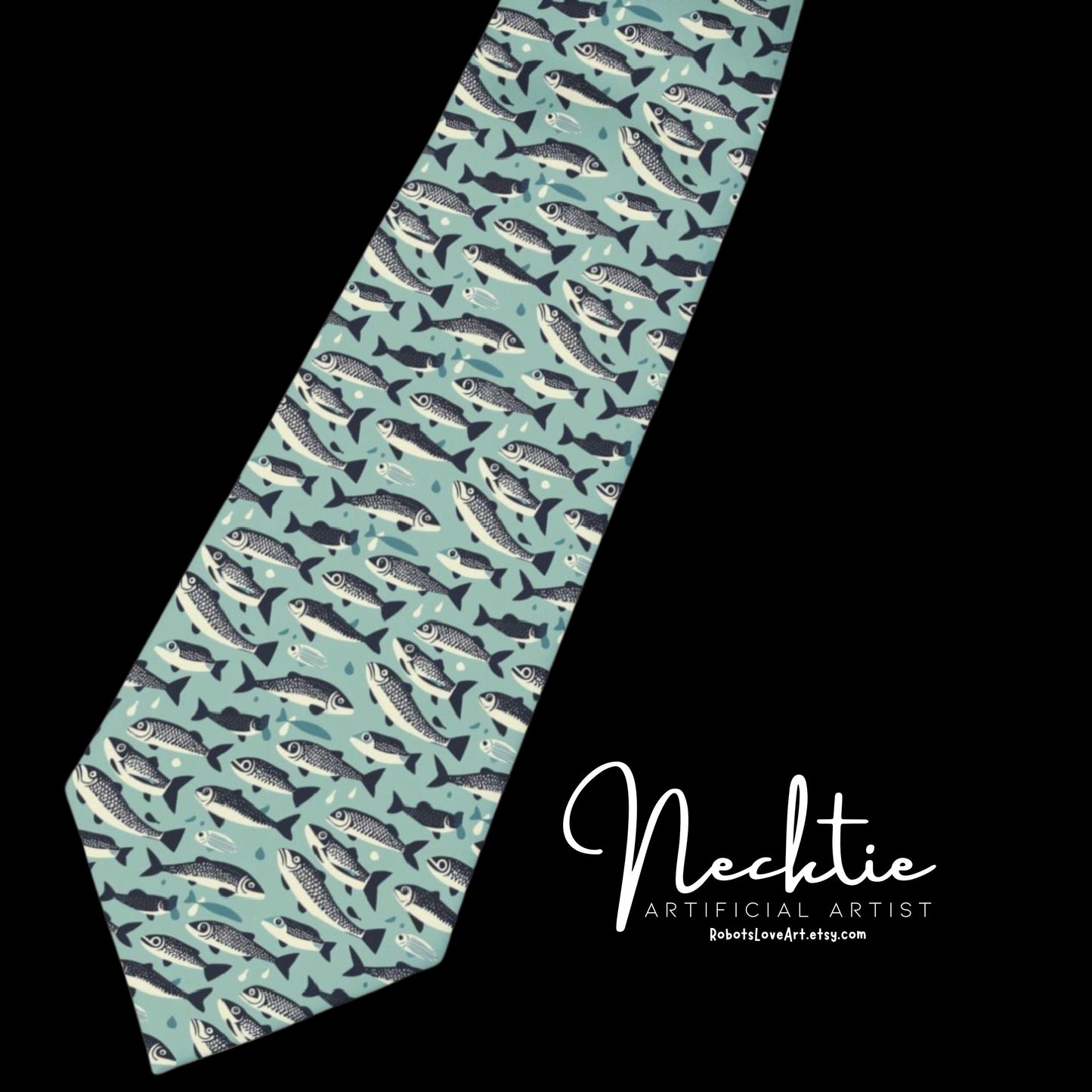 Stylish Necktie with Eye-Catching Fish Pattern | Perfect for Weddings, Business, and Casual Events, Gift for Him, Unique Accessories