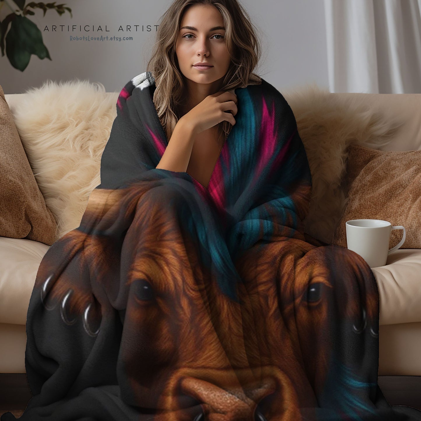 Rebel Cow Velveteen Plush Blanket, Cozy Throw for Animal Lovers, Unique Home Decor, Gift for Him/Her, Cow Decor