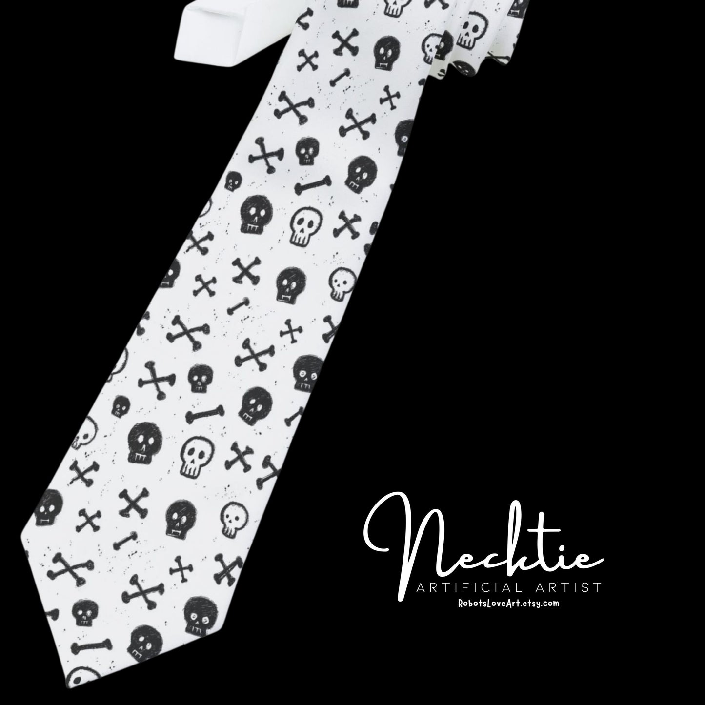 Edgy Skull Pattern Necktie - Perfect for Halloween, Parties, and Bold Fashion Statements, Unique Gift for Him, Rocker Style Tie