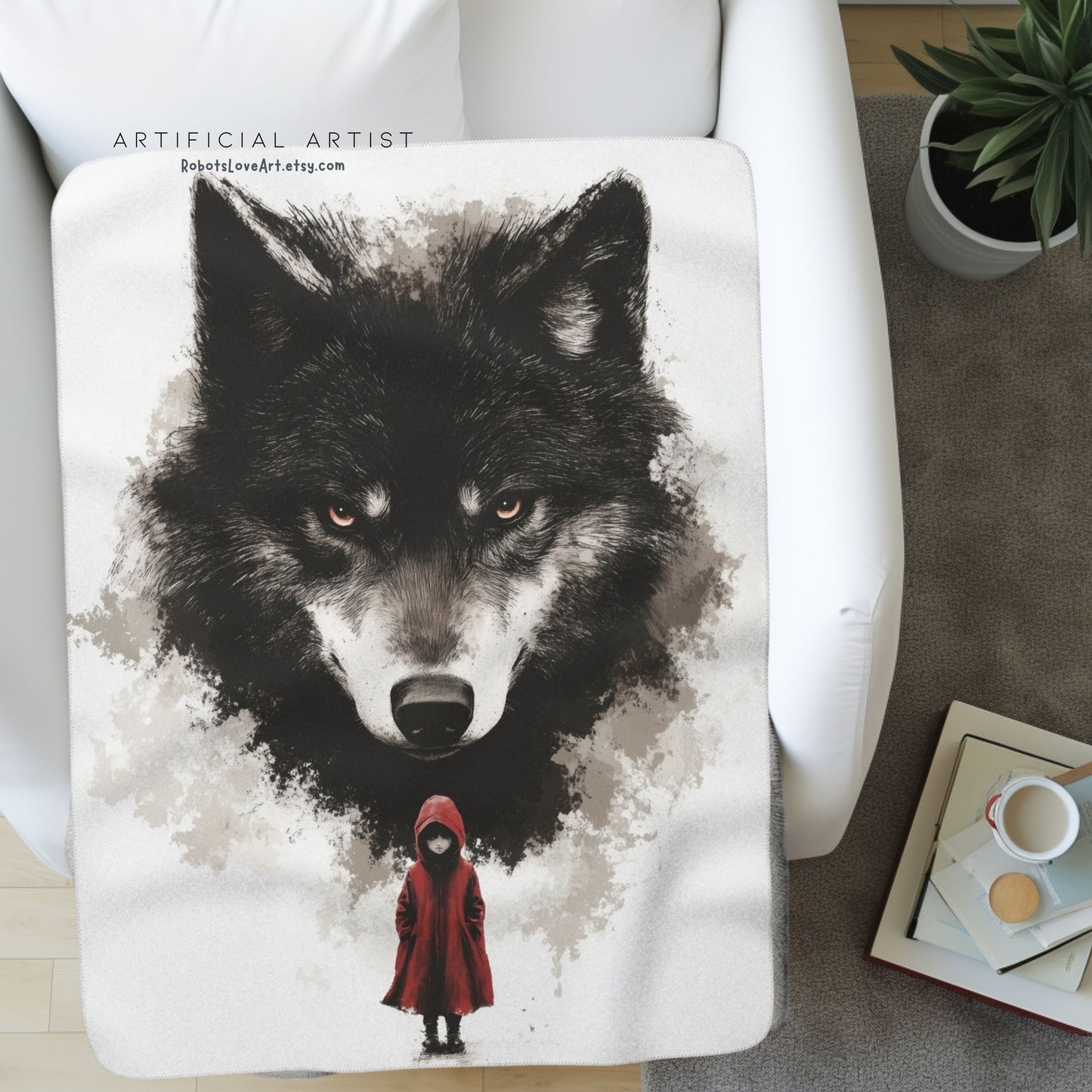 Little Red Riding Hood Wolf Sherpa Fleece Blanket | Perfect for Storybook, Gift for Her, Home Decor, Camping Essentials