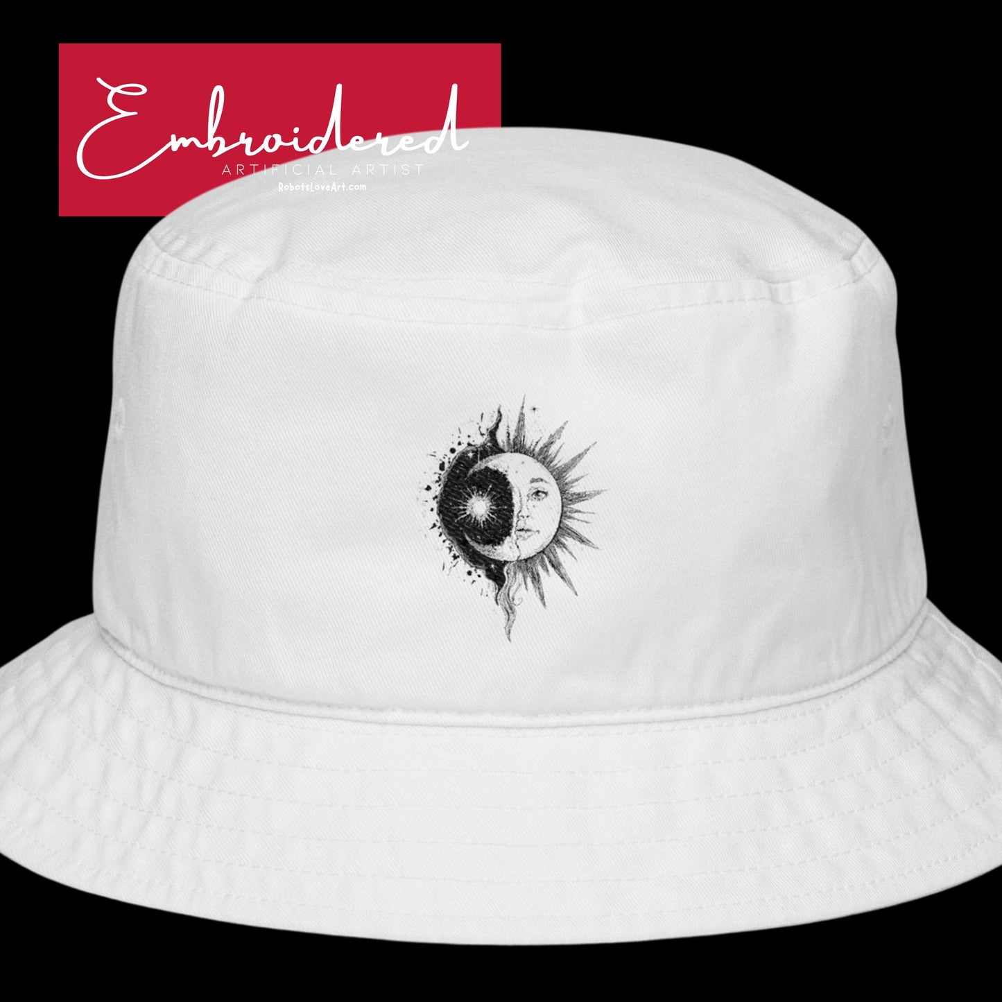 Yin Yang Embroidered Bucket Hat, Stylish Sun and Moon Hat, Trendy Summer Accessory, Gift for Men and Women, Outdoor Hat