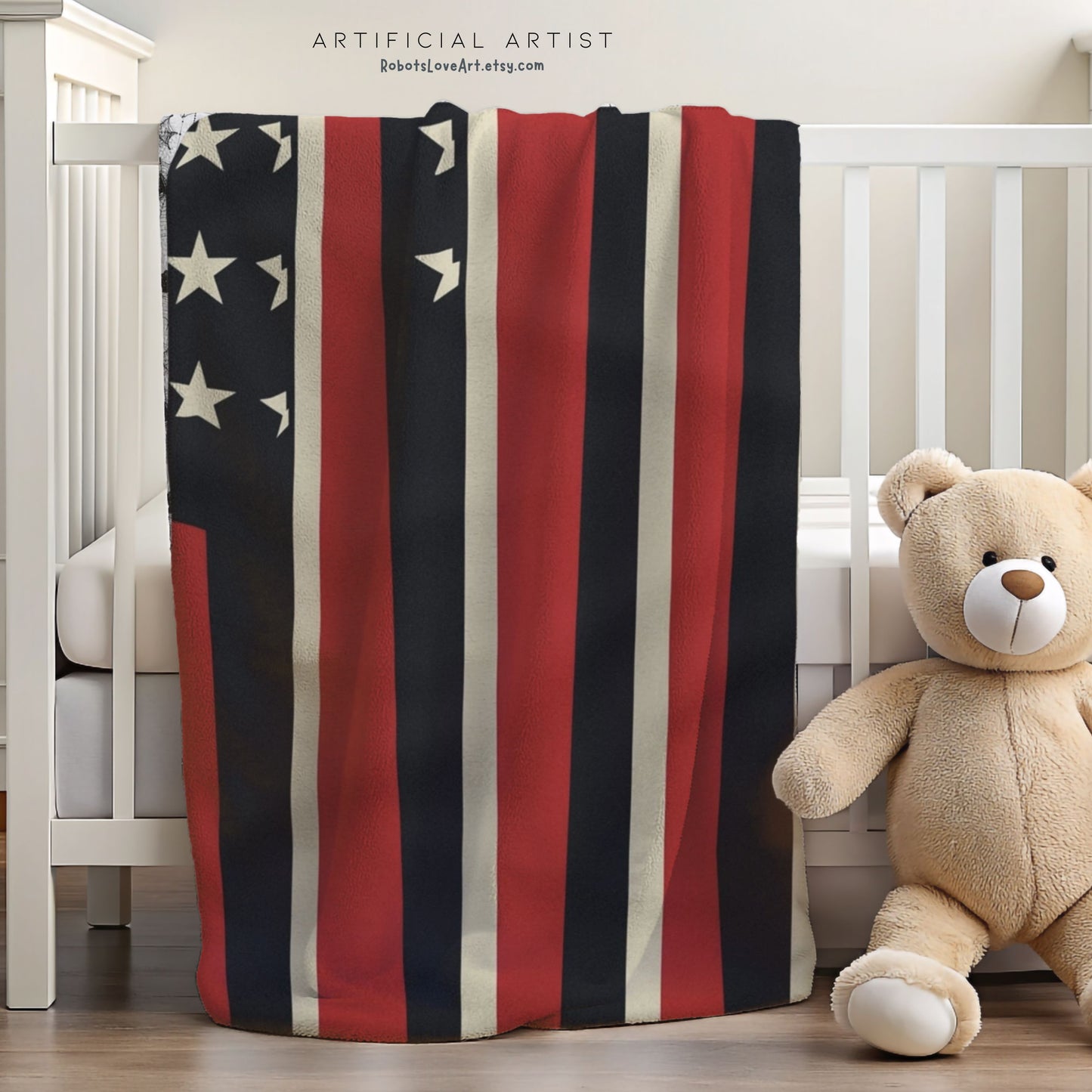 Patriotic Sherpa Fleece Blanket | Cozy Throw for Independence Day, Memorial Day, Housewarming Gift, Outdoor Events, Home Decor
