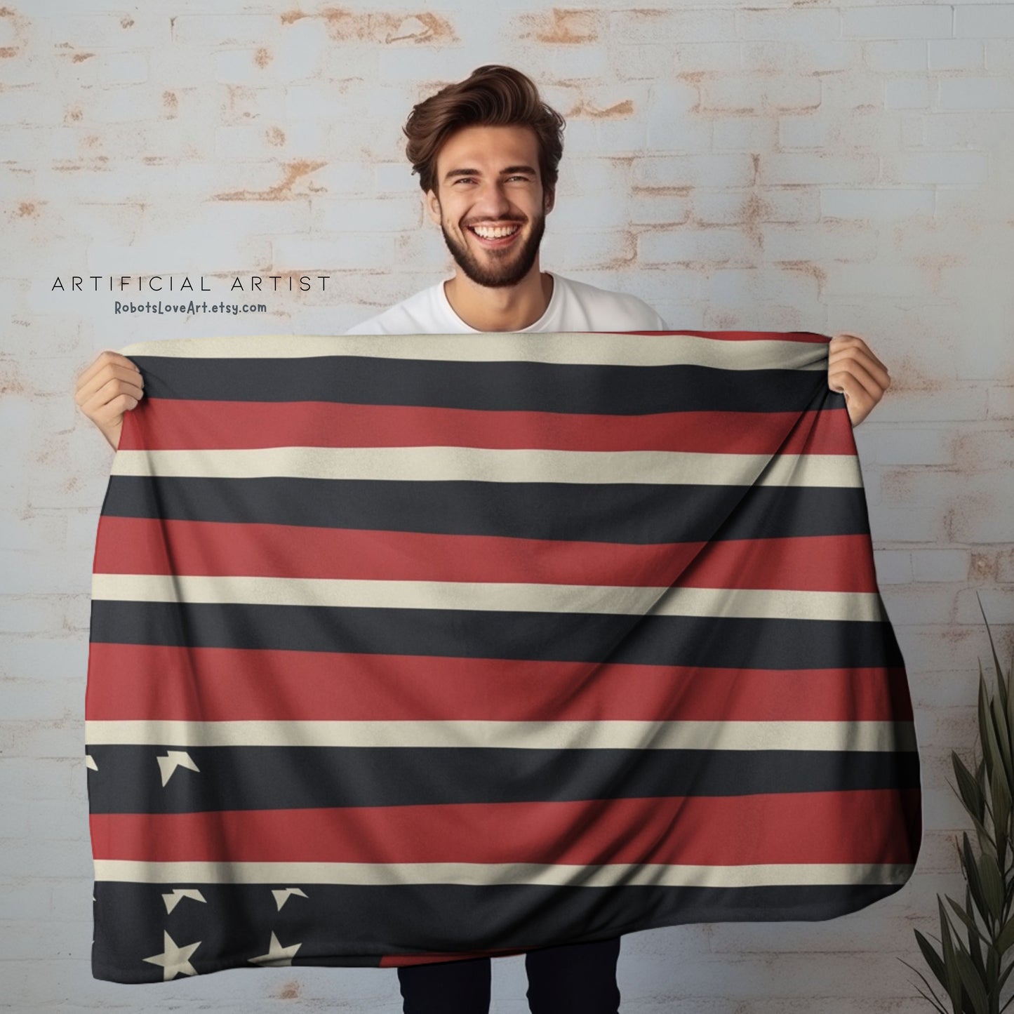 Patriotic Sherpa Fleece Blanket | Cozy Throw for Independence Day, Memorial Day, Housewarming Gift, Outdoor Events, Home Decor
