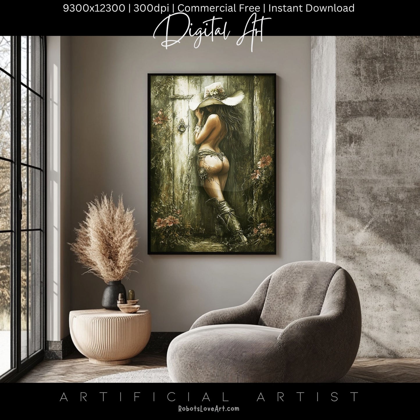 Hot and Sexy Hide n Seek | Instant Download | Fantasy Digital AI Art | Cowgirl Fun