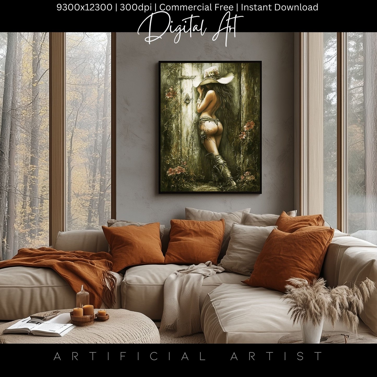 Hot and Sexy Hide n Seek | Instant Download | Fantasy Digital AI Art | Cowgirl Fun