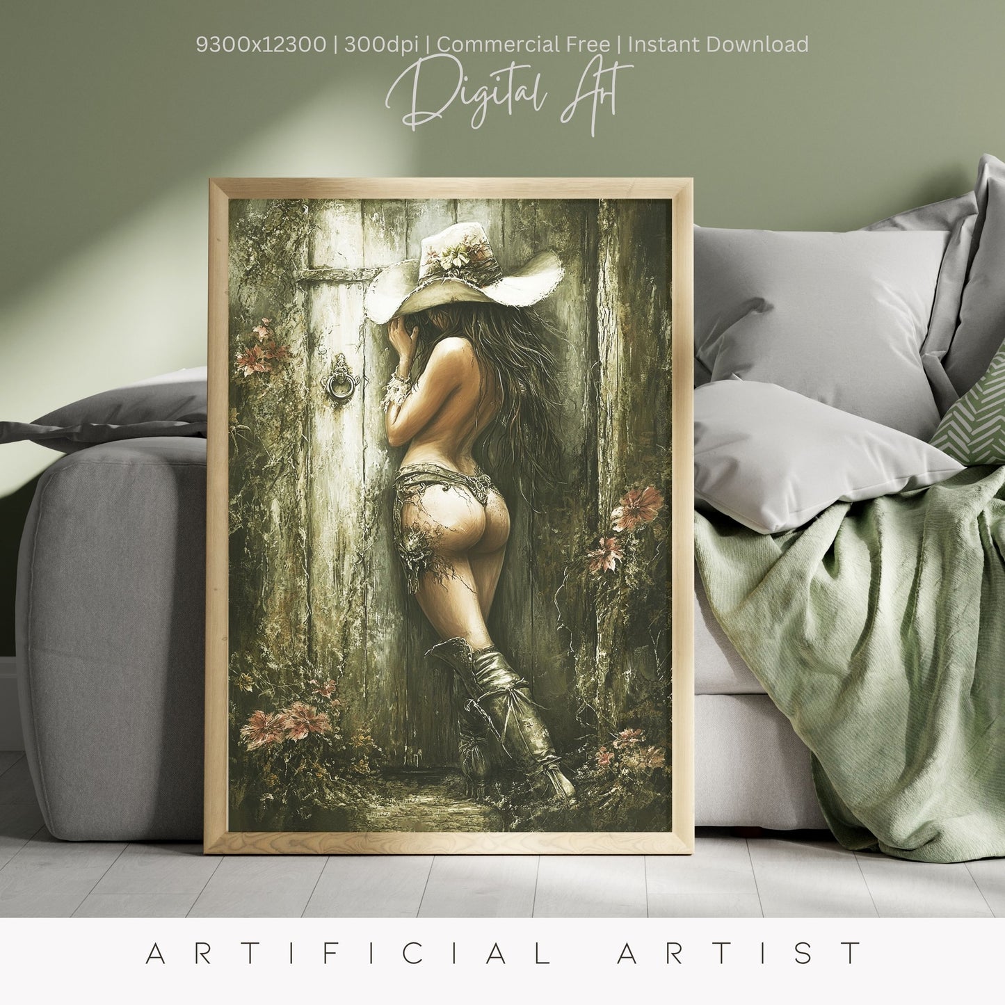 Hot and Sexy Hide n Seek | Instant Download | Fantasy Digital AI Art | Cowgirl Fun