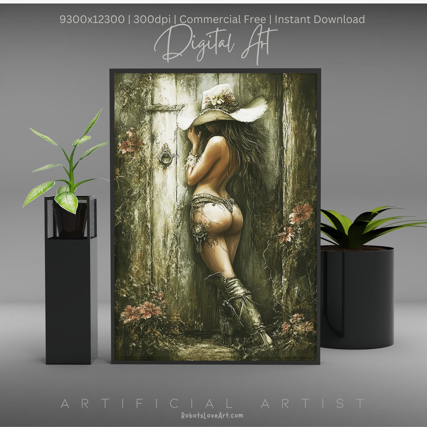 Hot and Sexy Hide n Seek | Instant Download | Fantasy Digital AI Art | Cowgirl Fun