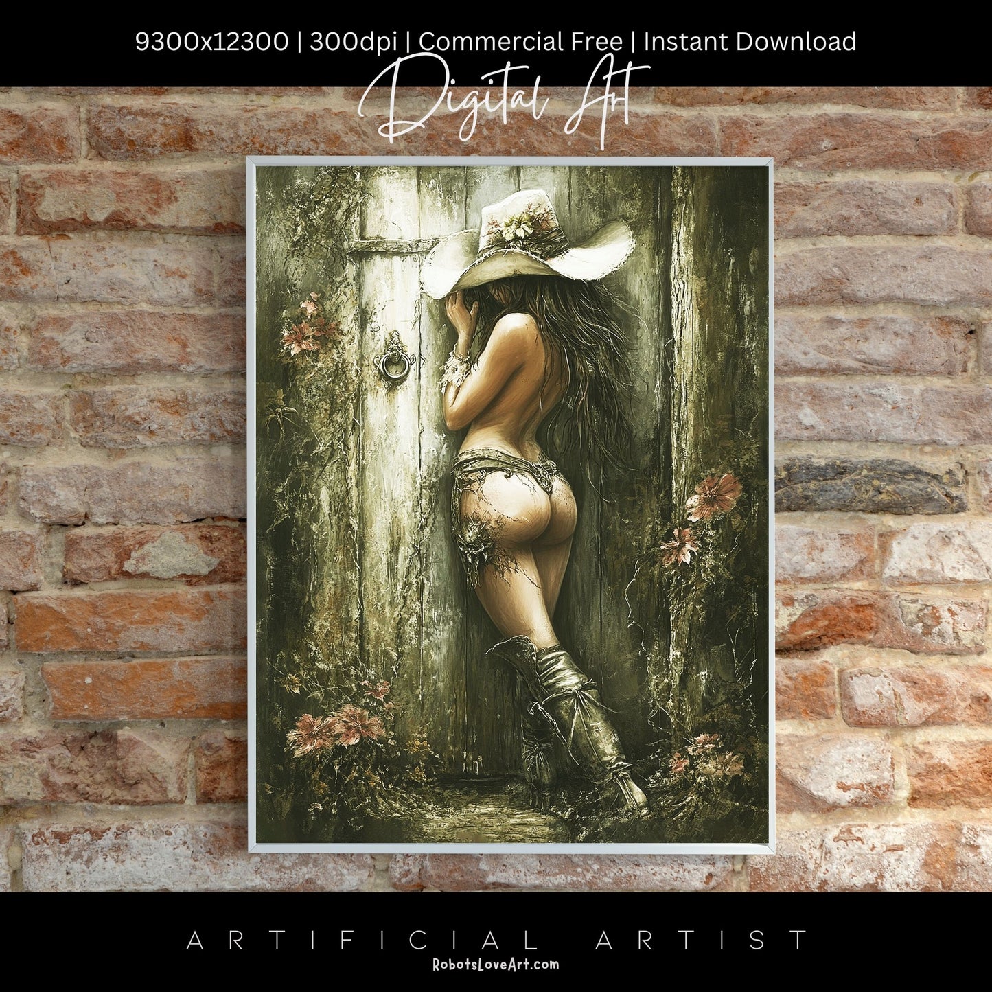 Hot and Sexy Hide n Seek | Instant Download | Fantasy Digital AI Art | Cowgirl Fun