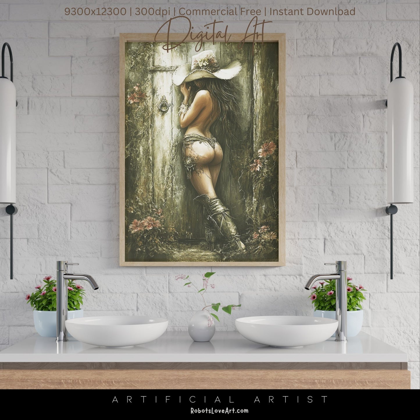 Hot and Sexy Hide n Seek | Instant Download | Fantasy Digital AI Art | Cowgirl Fun