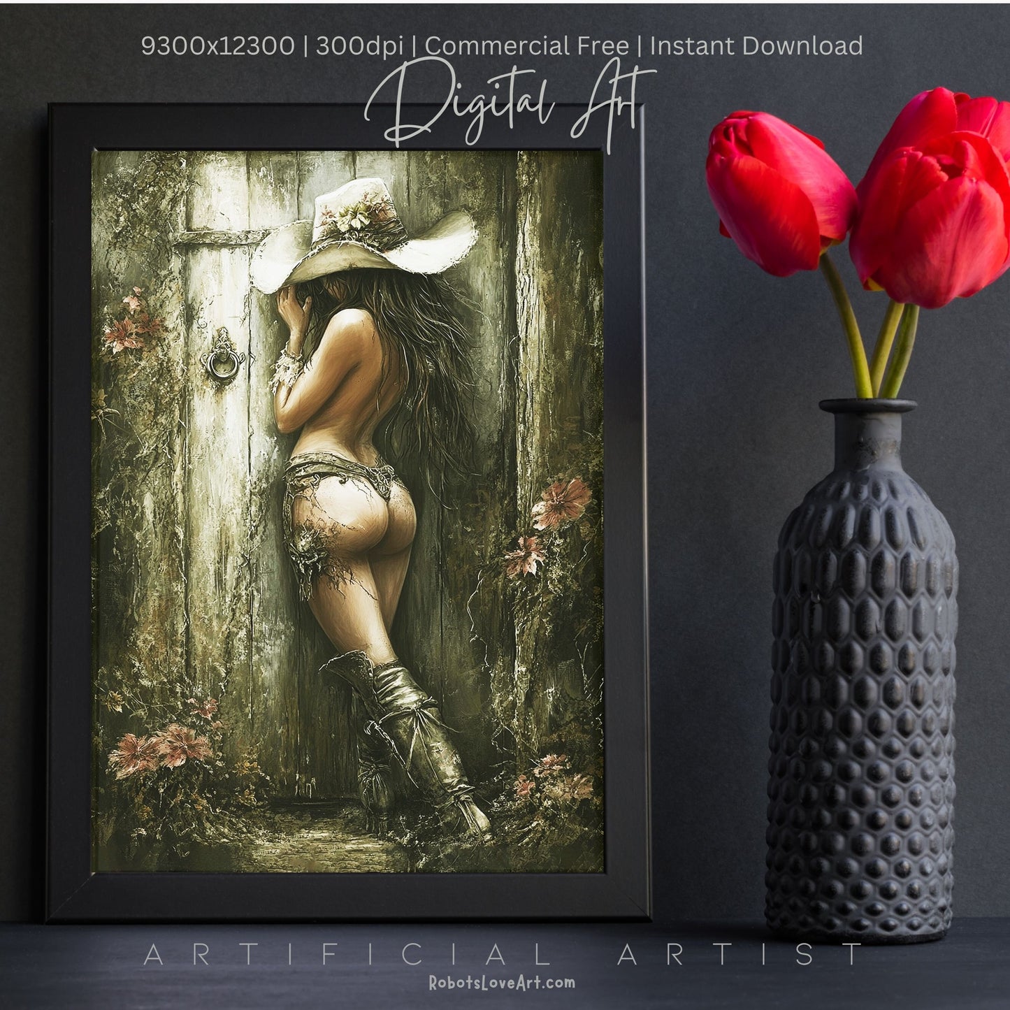 Hot and Sexy Hide n Seek | Instant Download | Fantasy Digital AI Art | Cowgirl Fun
