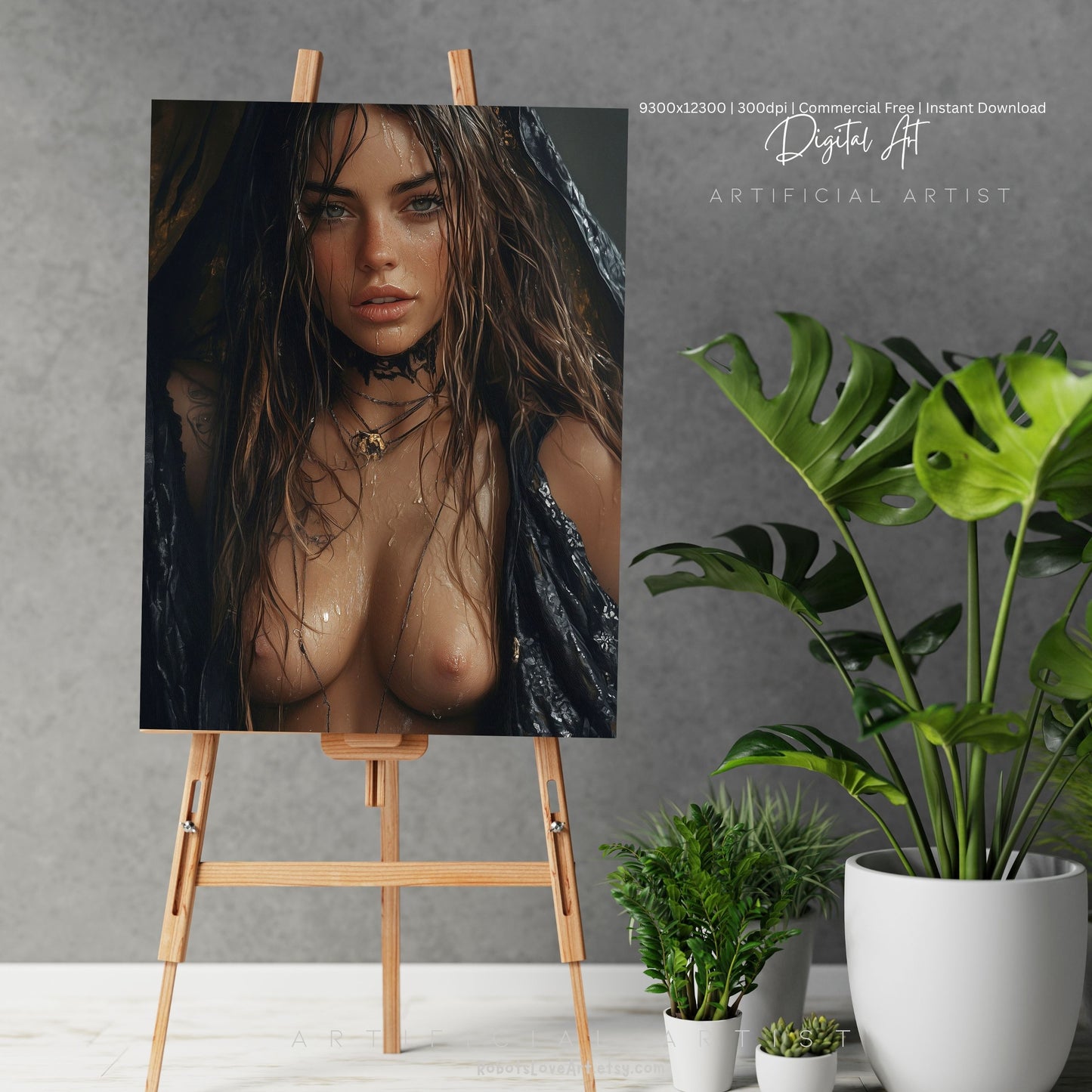 The Mid-evil Spy| Instant Download | Fantasy Digital AI Art | Hot Girl | Topless Fantasy