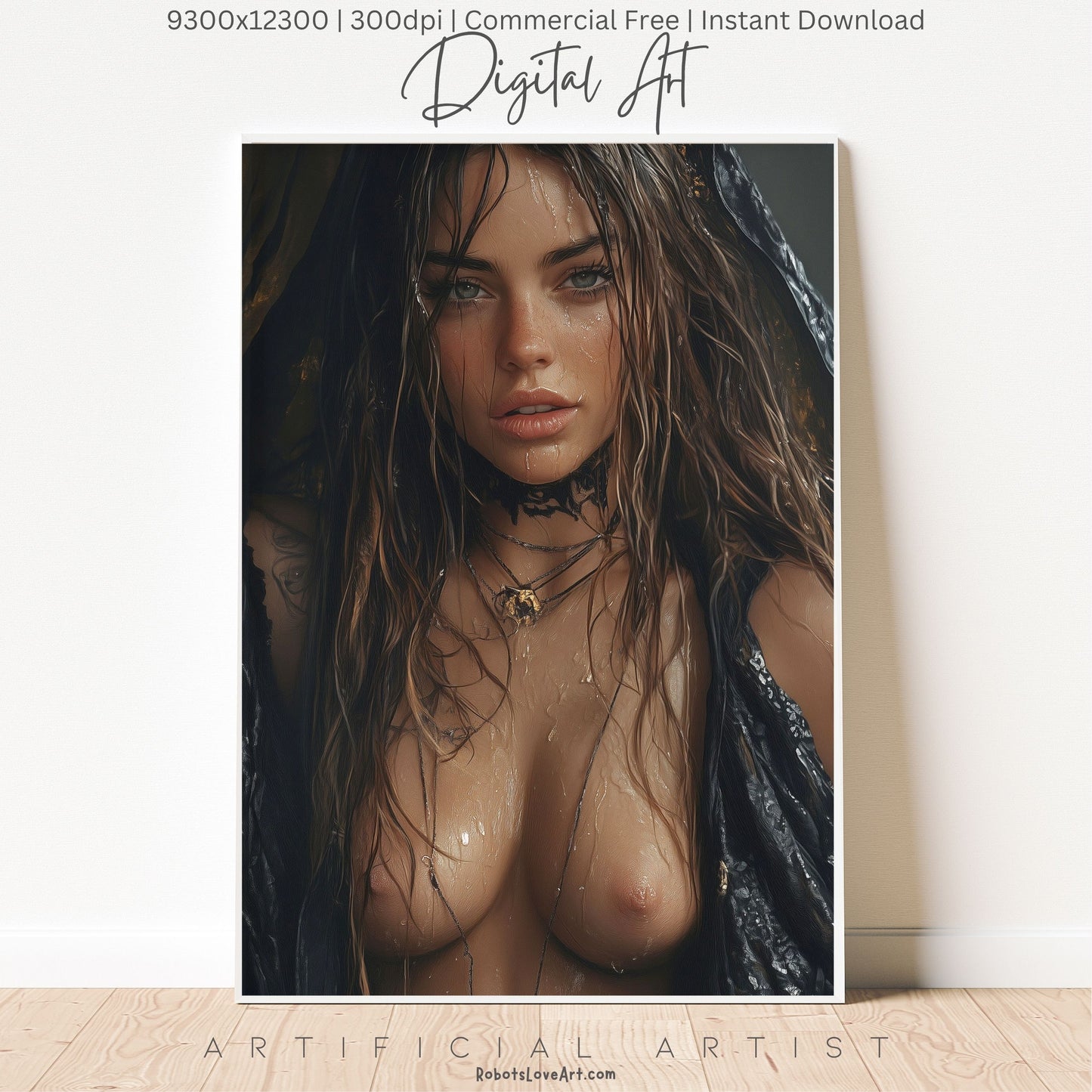 The Mid-evil Spy| Instant Download | Fantasy Digital AI Art | Hot Girl | Topless Fantasy