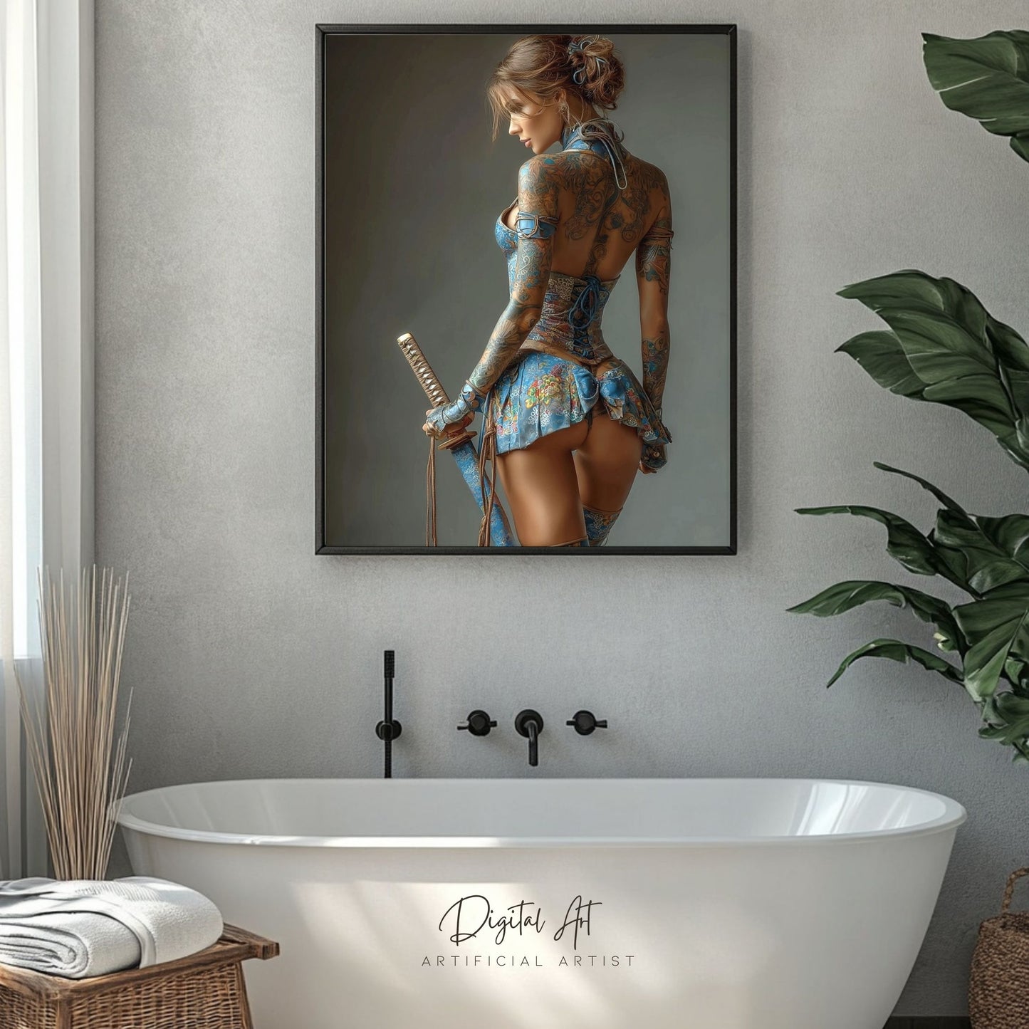 Warrior Princess in Blue | Instant Download | Fantasy Digital AI Art | Hot Girl