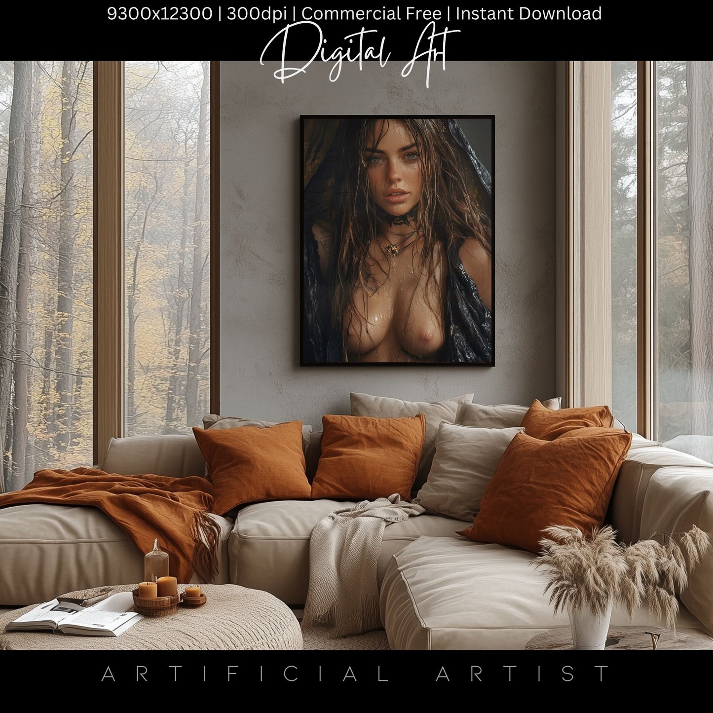 The Mid-evil Spy| Instant Download | Fantasy Digital AI Art | Hot Girl | Topless Fantasy