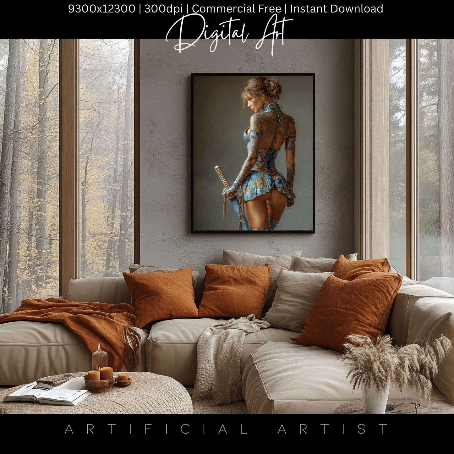 Warrior Princess in Blue | Instant Download | Fantasy Digital AI Art | Hot Girl